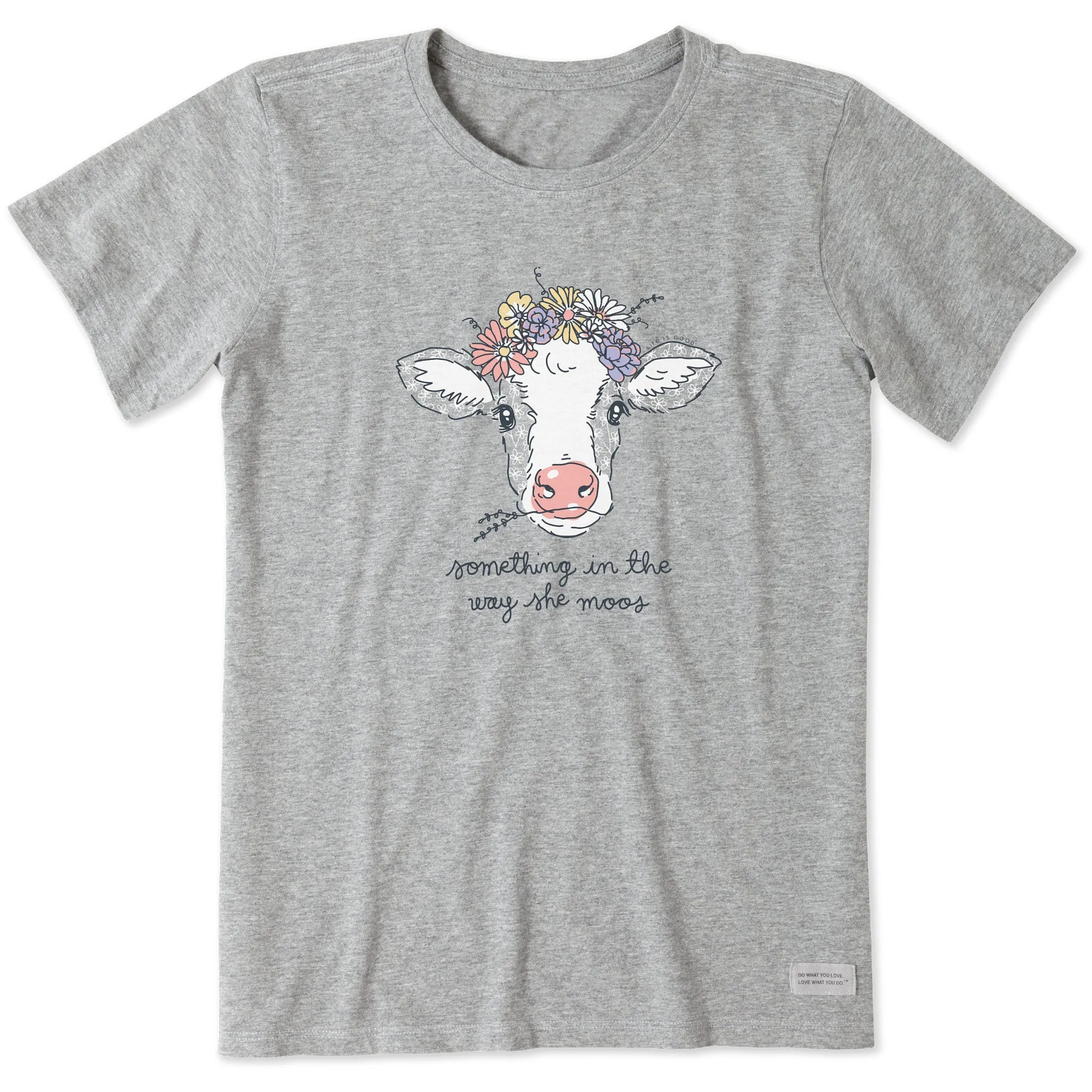 Women's Calf Flower Crown Short Sleeve Crusher Tee Life is Good
