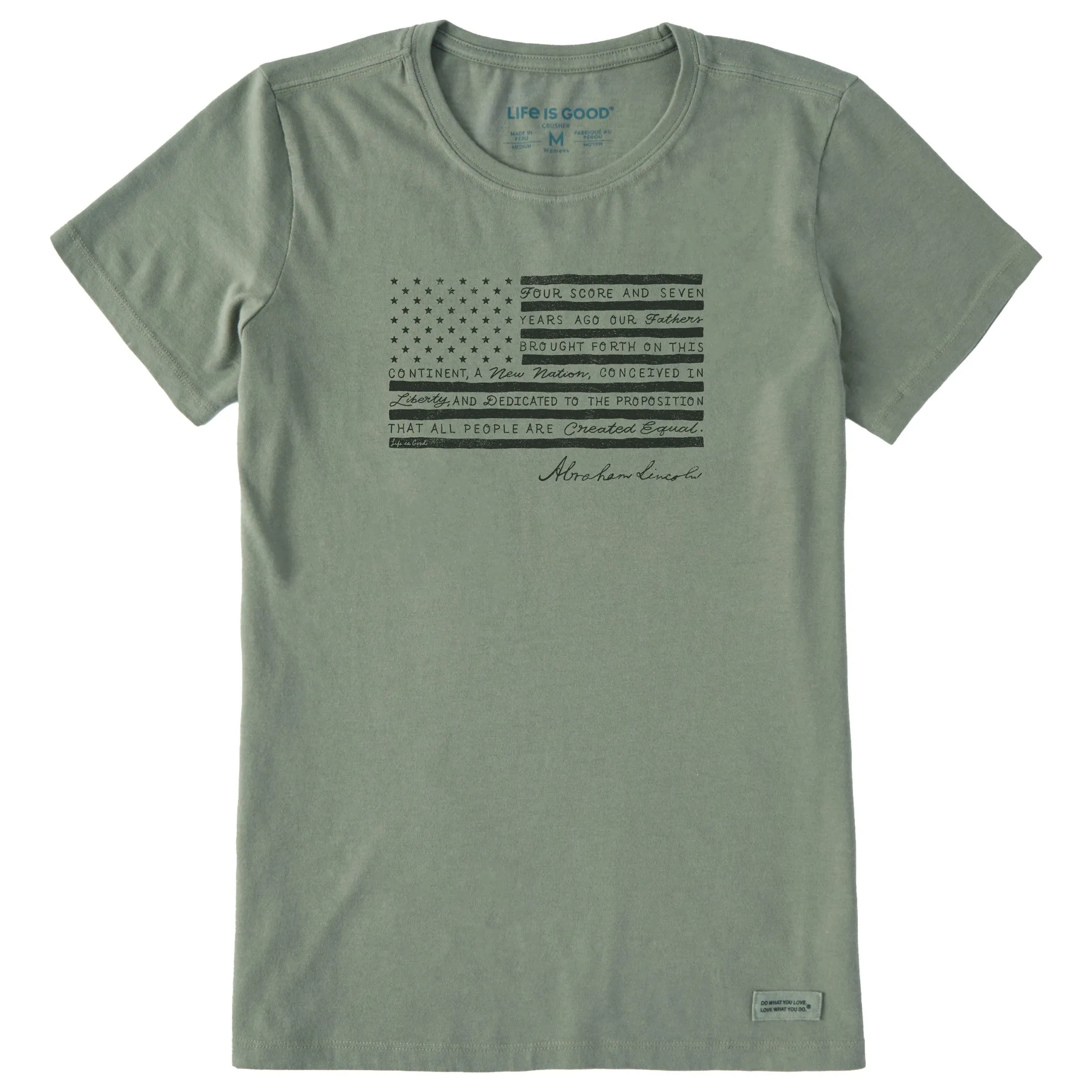 Women's Caligram Gettysburg Flag Short Sleeve Crusher Tee Life is Good