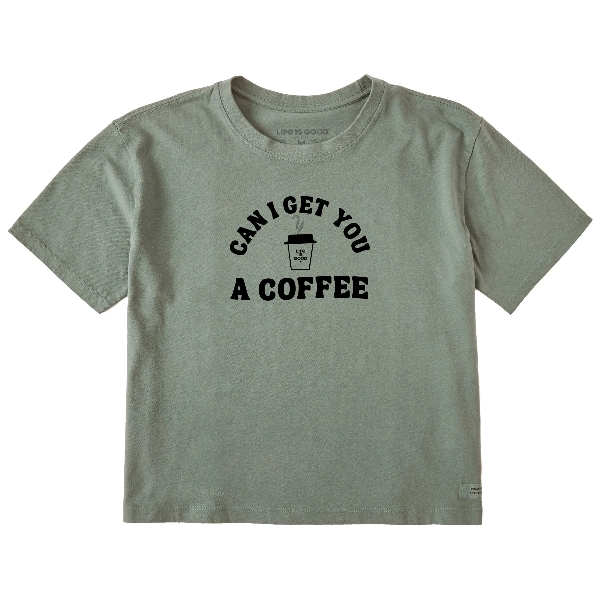 Women's Can I Get You a Coffee Short Sleeve Crusher Boxy Tee Life is Good