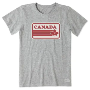 Women's Canada Maple Stripes Short Sleeve Crusher Tee Life is Good