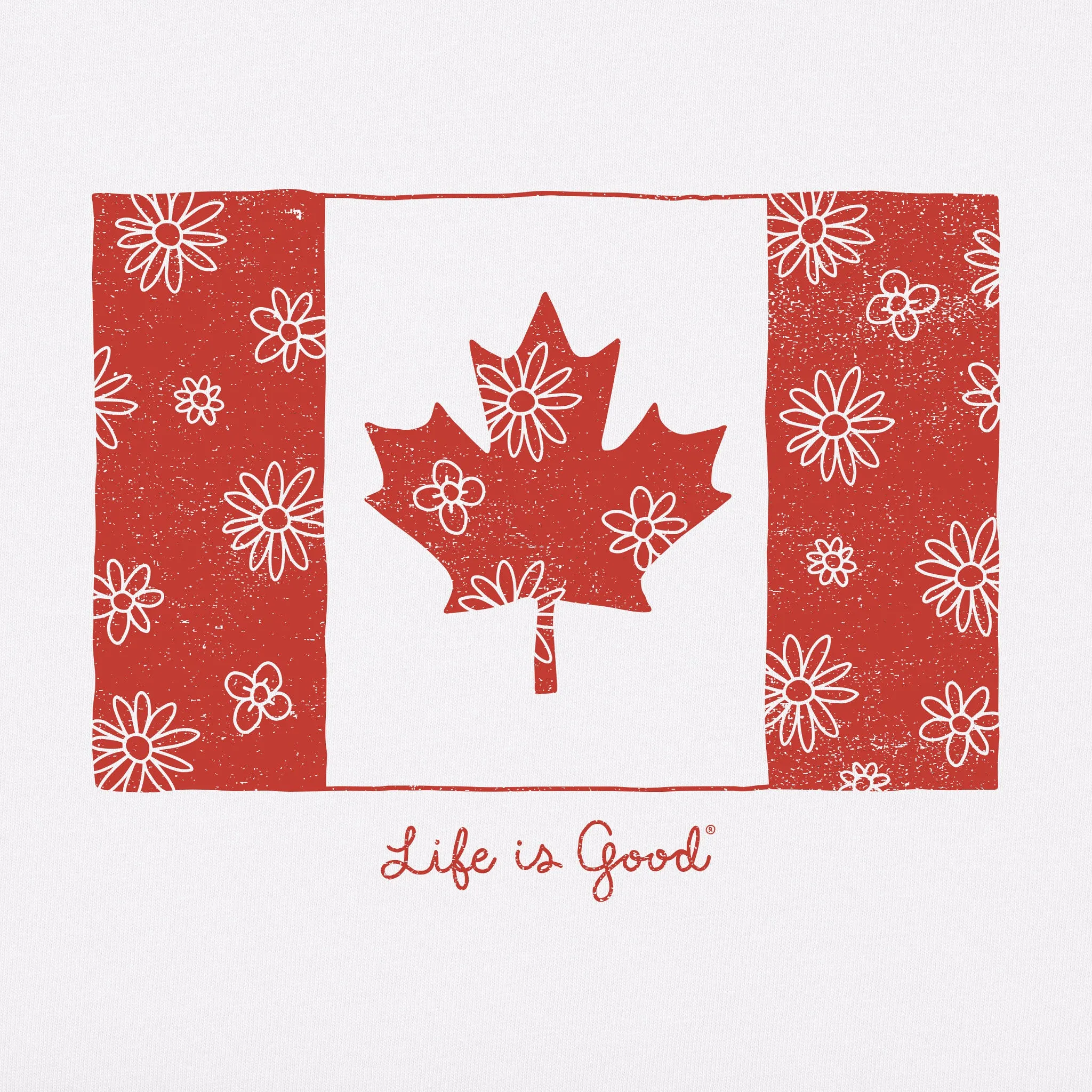 Women's Canadian Flag Daisies Short Sleeve Tee Life is Good