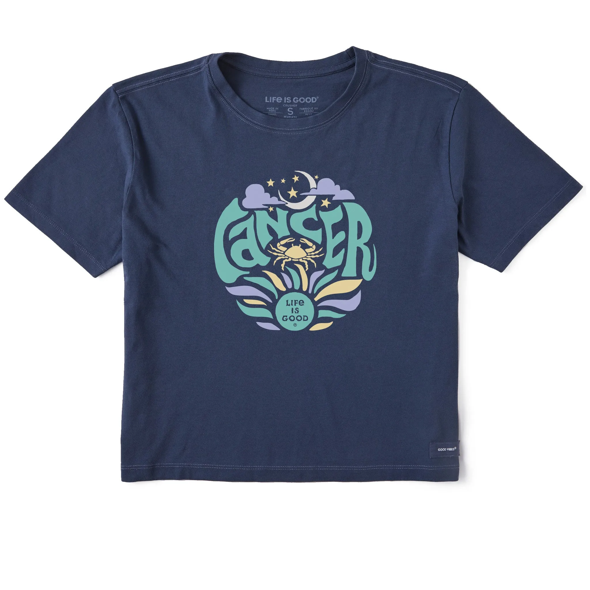 Women's Cancer  Zodiac Vibes Short Sleeve Crusher Boxy Tee Life is Good
