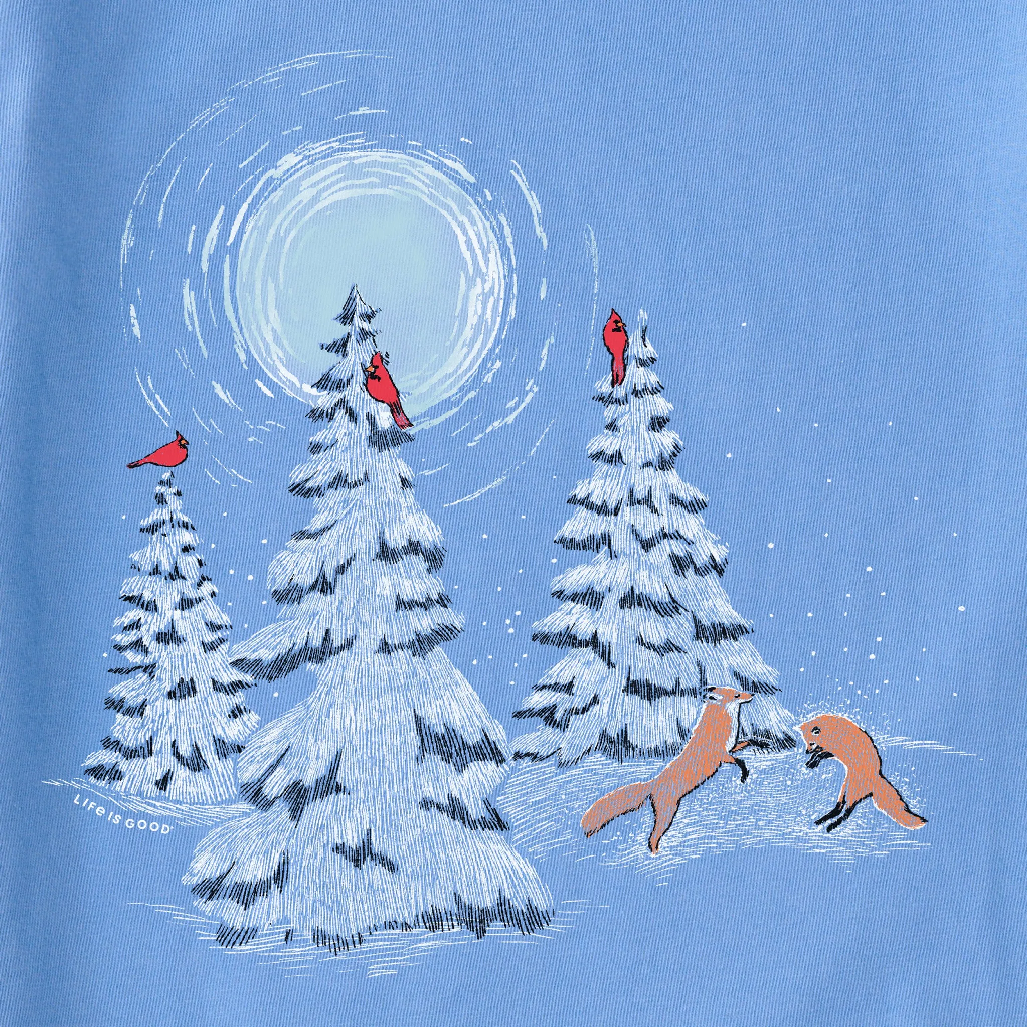 Women's Cardinals Snowy Trees Foxes Long Sleeve Crusher Tee Life is Good
