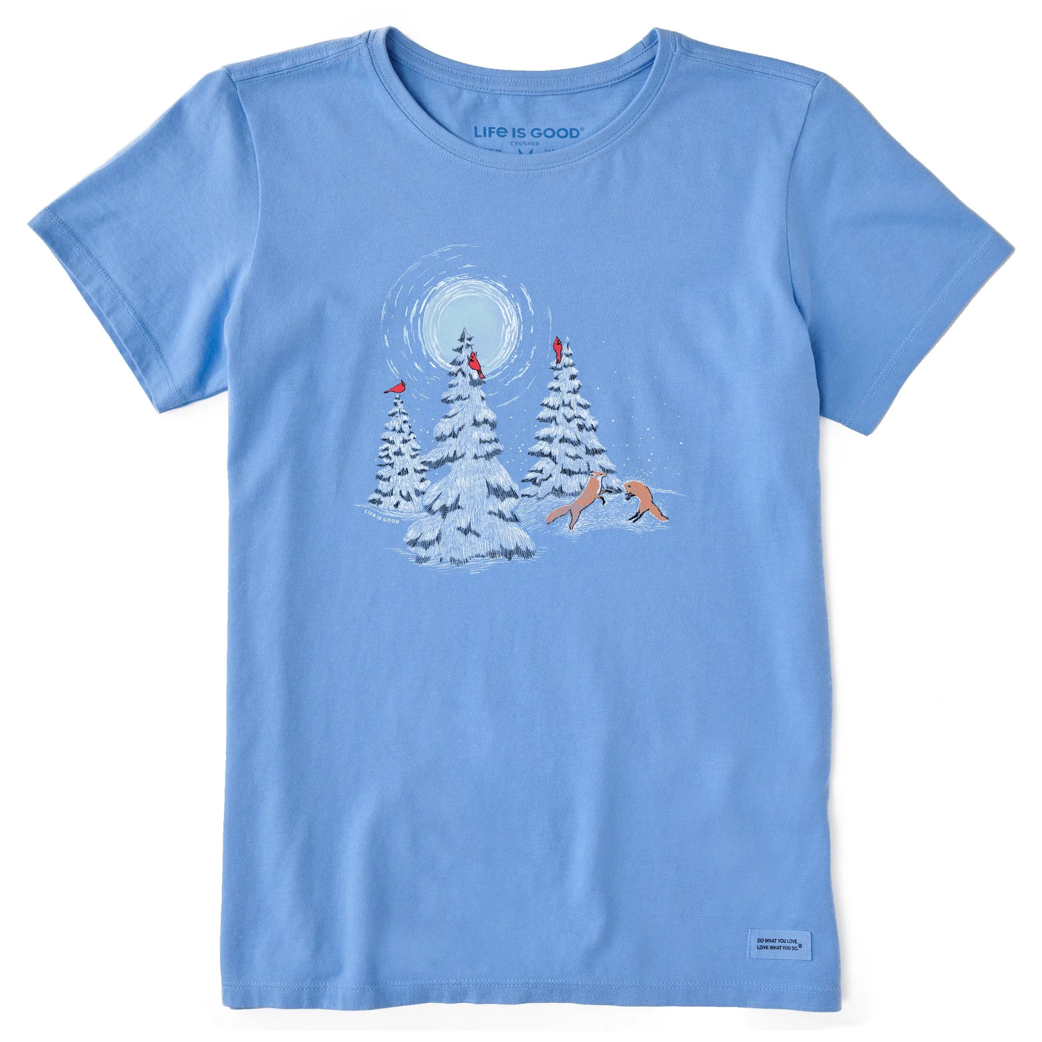 Women's Cardinals Snowy Trees Foxes Short Sleeve Crusher Tee Life is Good