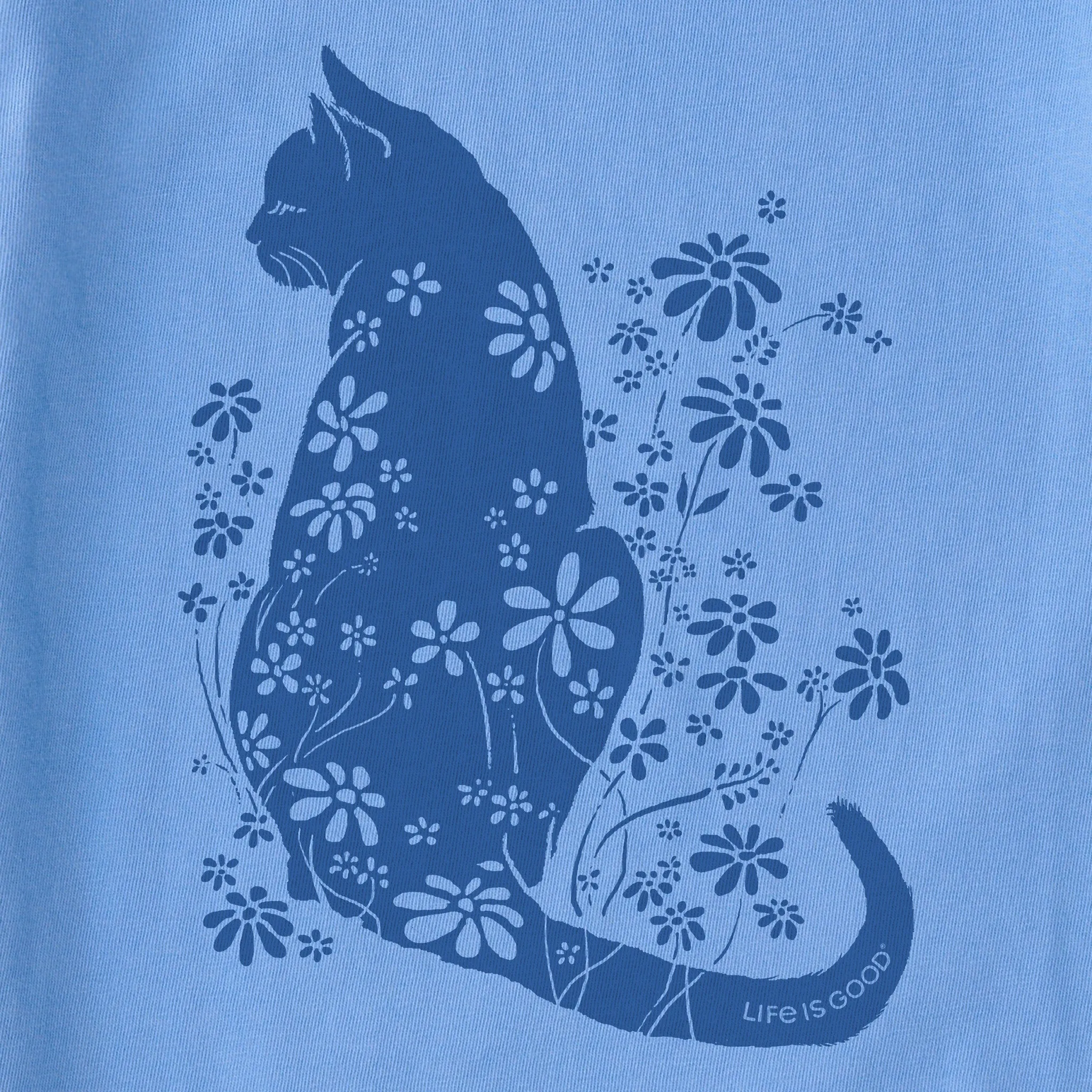Women's Cat Flower Power Short Sleeve Crusher Tee Life is Good