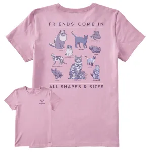 Women's Cat Friends Shapes & Sizes Short Sleeve Tee Life is Good