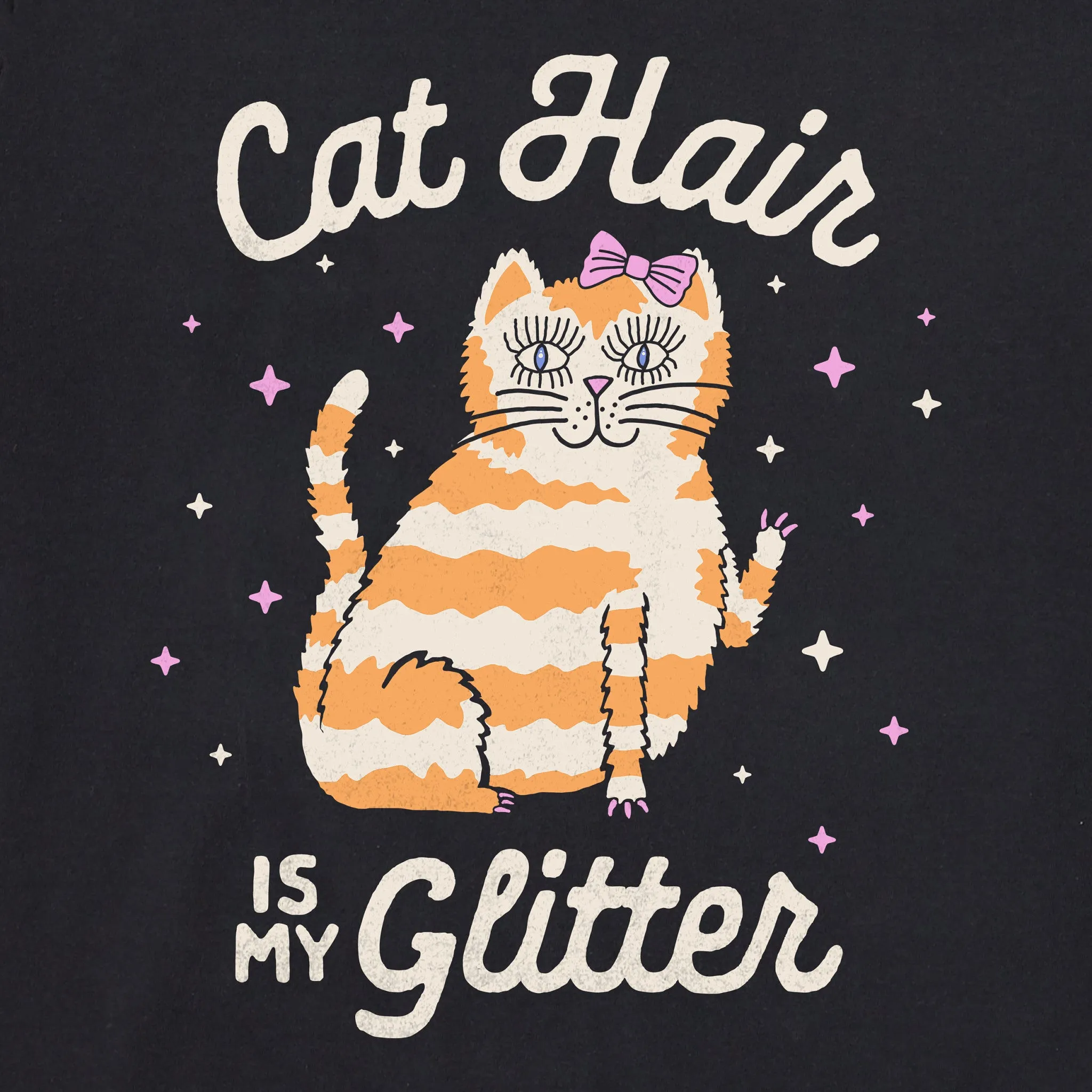 Women's Cat Hair is My Glitter Short Sleeve Crusher Boxy Tee Life is Good