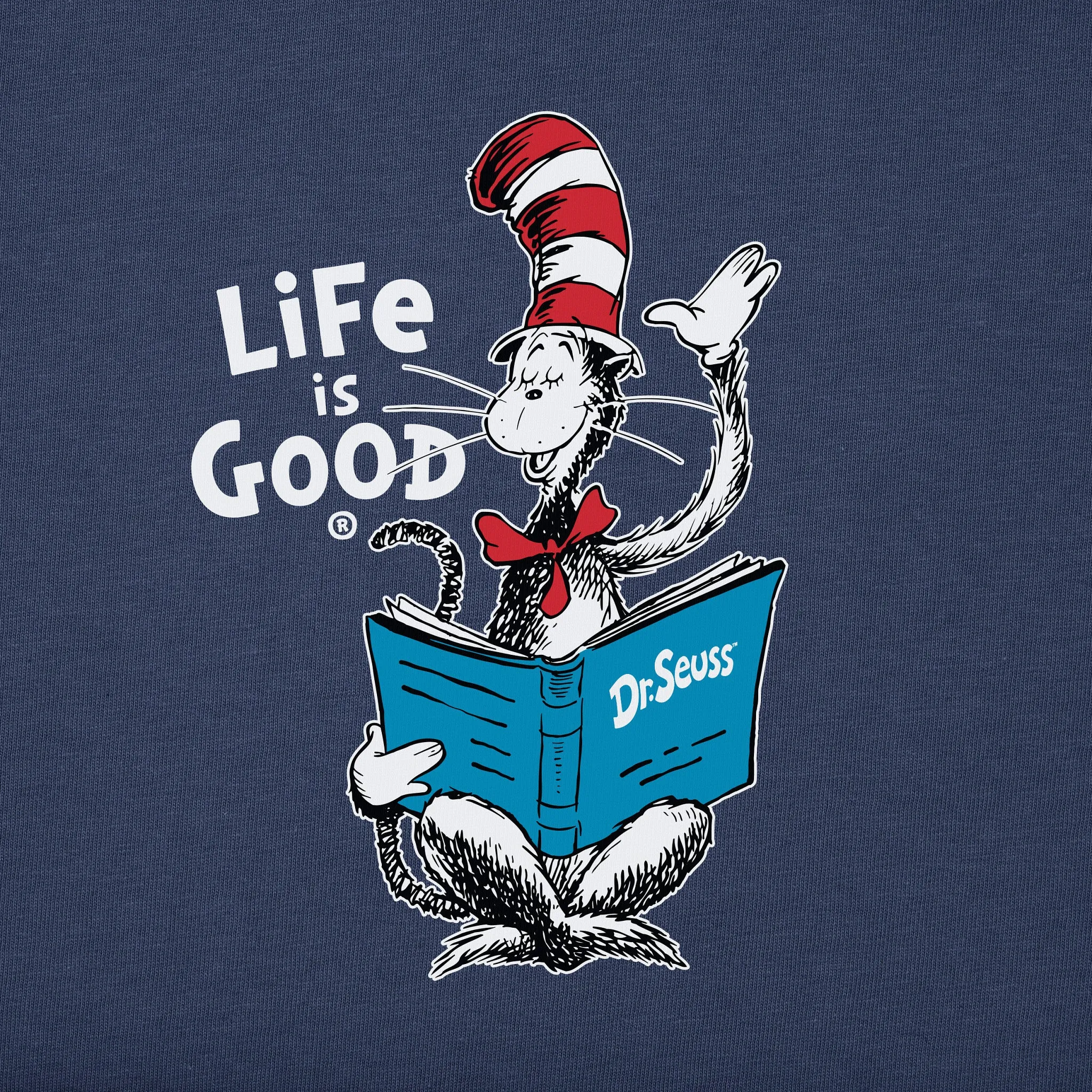 Women's Cat in the Hat Reading Short Sleeve Crusher Tee Life is Good