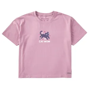 Women's Cat Mom Mini Short Sleeve Crusher Boxy Tee Life is Good
