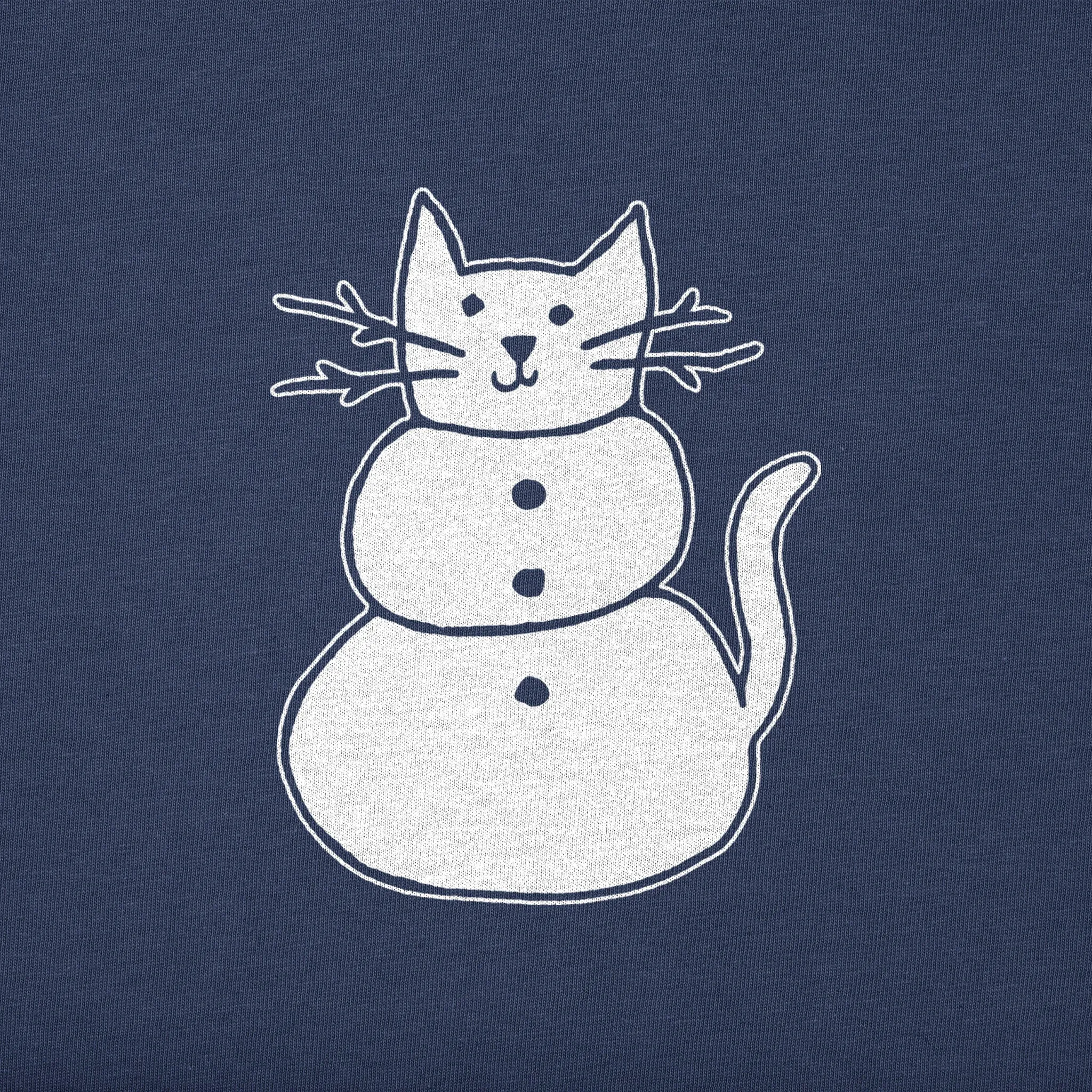 Women's Cat Snowman Long Sleeve Crusher Vee Life is Good