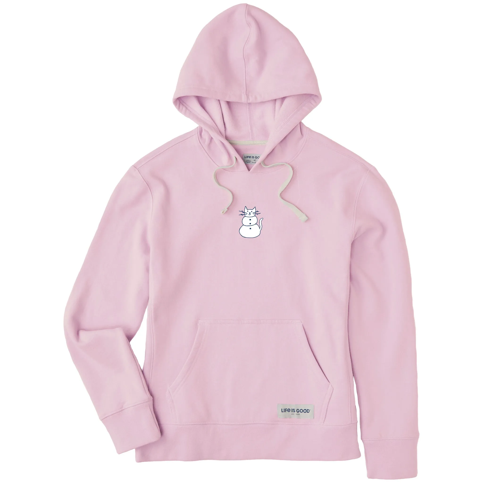 Women's Cat Snowman Simply True Fleece Hoodie Life is Good