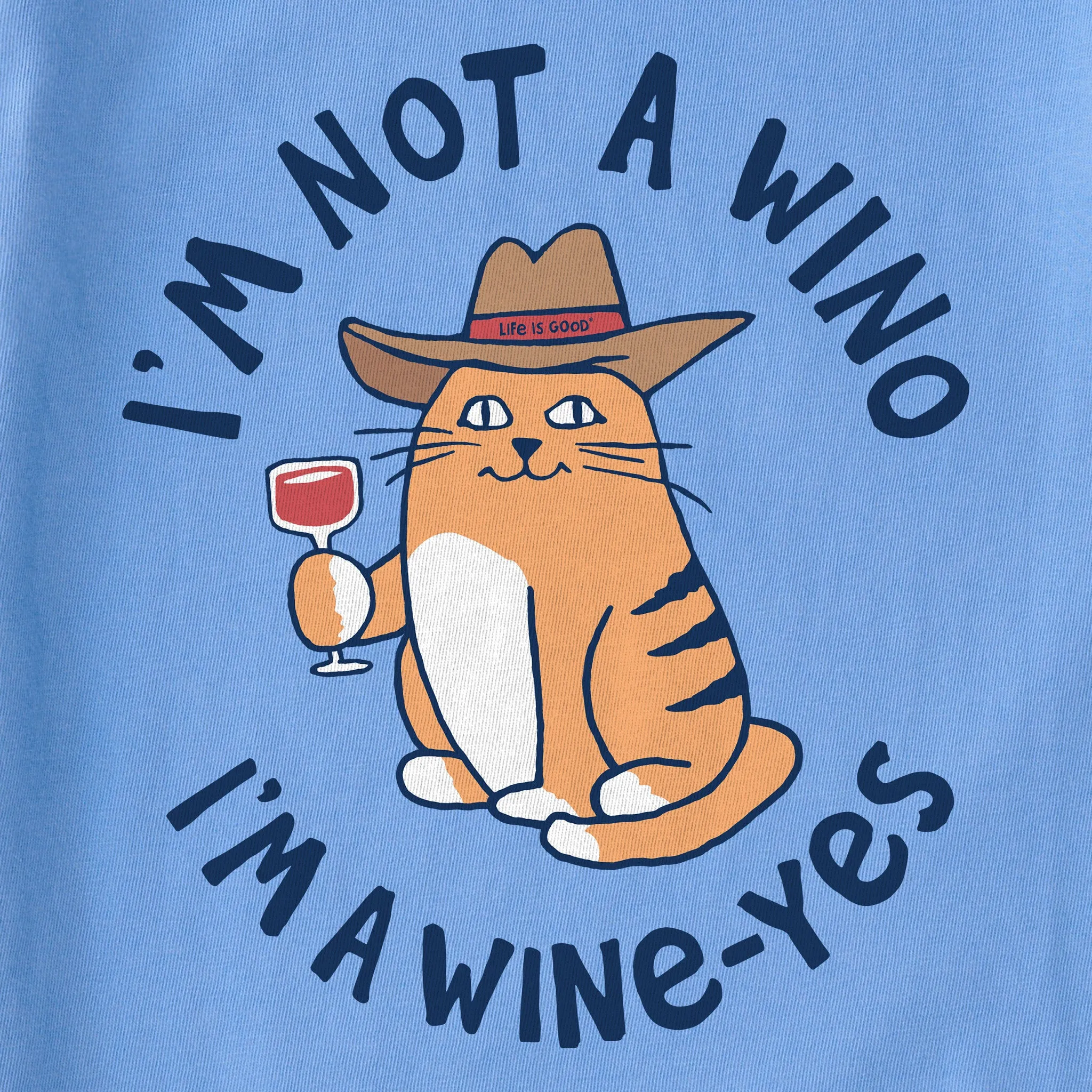 Women's Cat Wine-Yes Short Sleeve Tee Life is Good