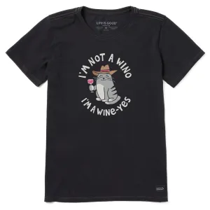 Women's Cat Wine-Yes Short Sleeve Tee Life is Good