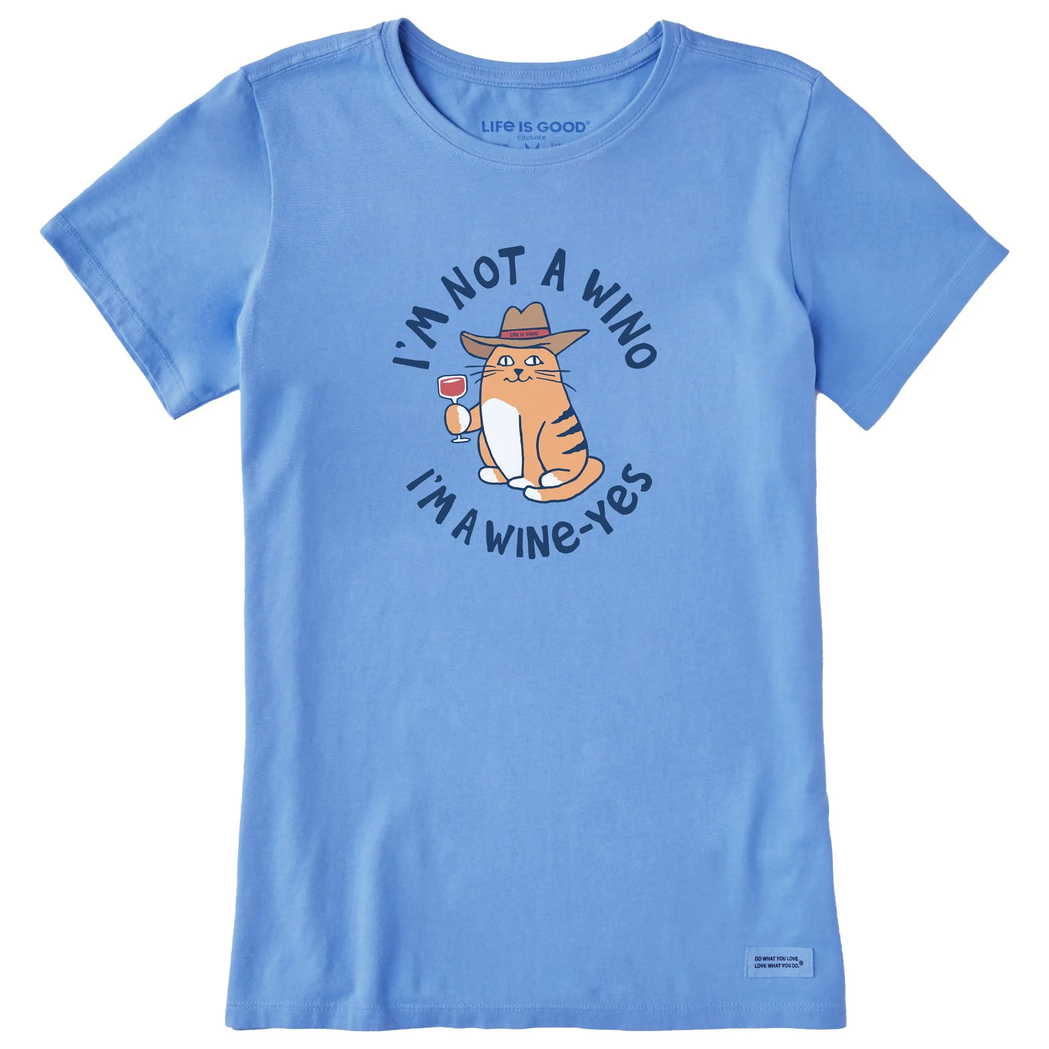 Women's Cat Wine-Yes Short Sleeve Tee Life is Good
