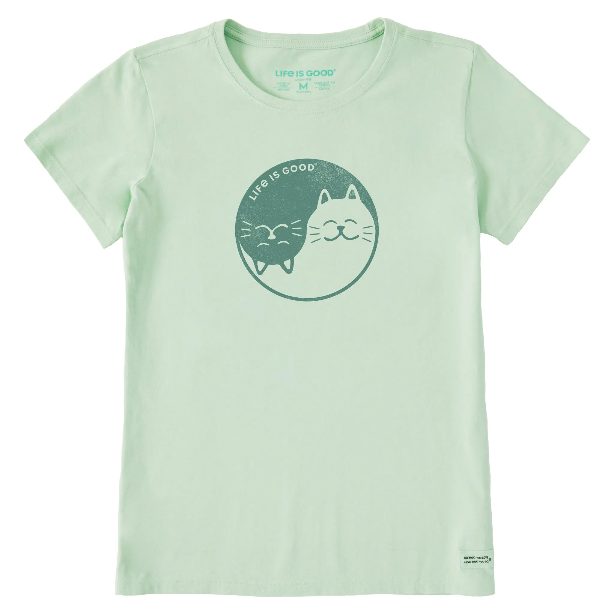 Women's Cat Yin and Yang Short Sleeve Crusher Tee Life is Good
