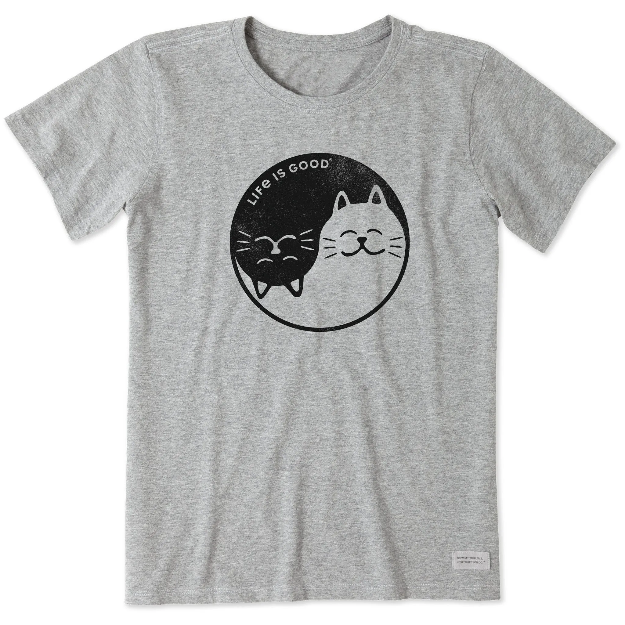Women's Cat Yin and Yang Short Sleeve Crusher Tee Life is Good