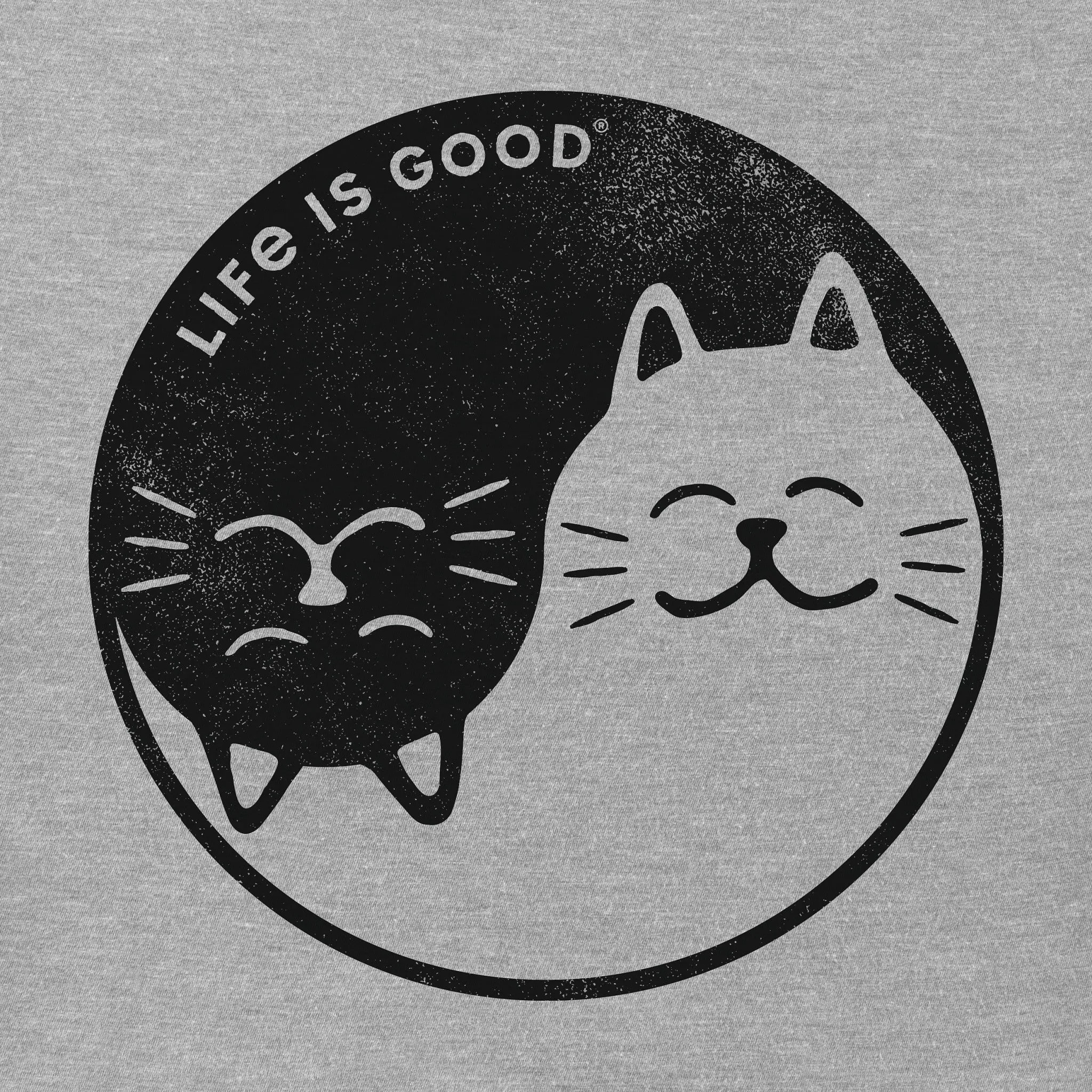 Women's Cat Yin and Yang Short Sleeve Crusher Tee Life is Good