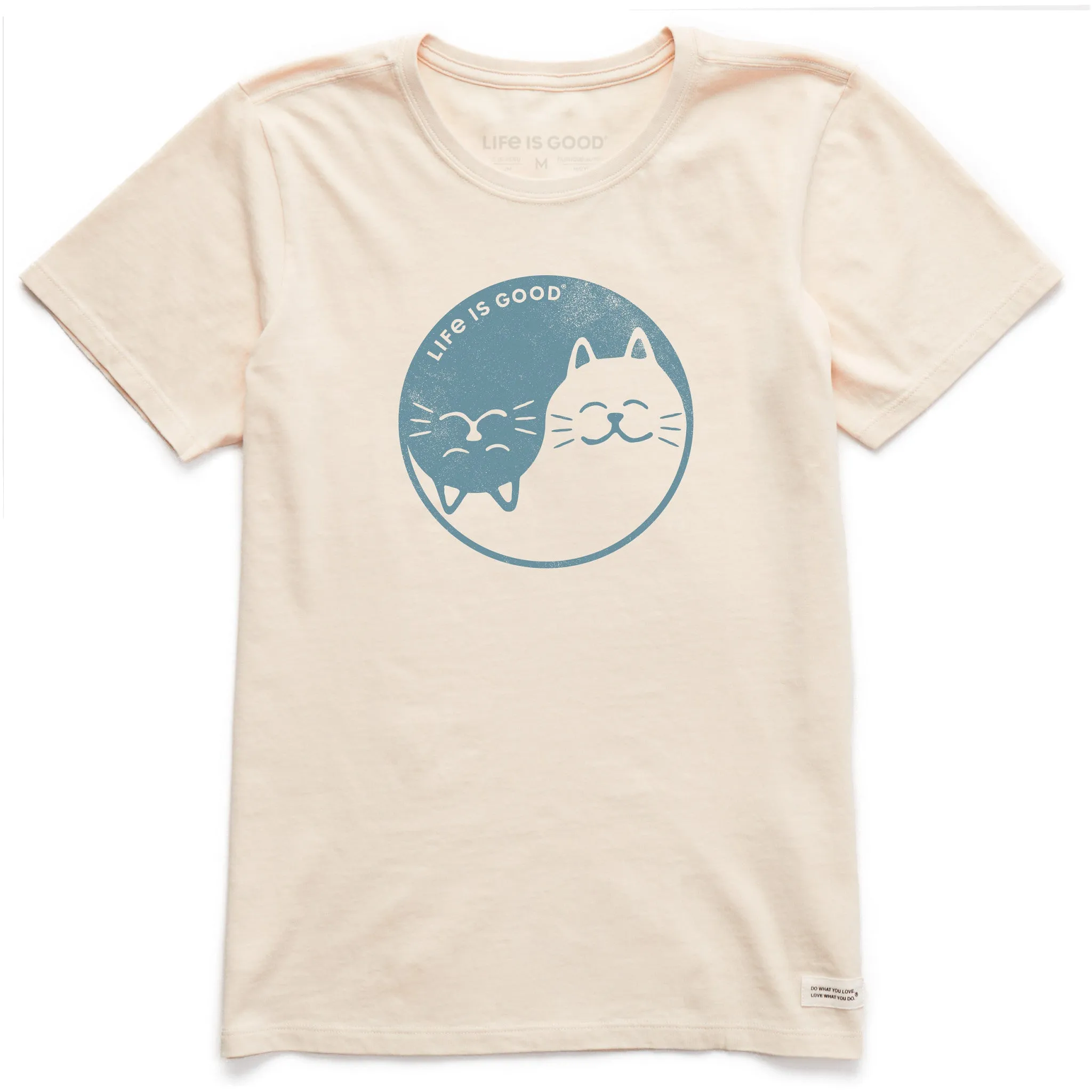 Women's Cat Yin and Yang Short Sleeve Crusher Tee Life is Good