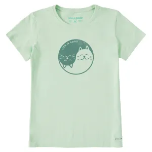 Women's Cat Yin and Yang Short Sleeve Crusher Tee Life is Good