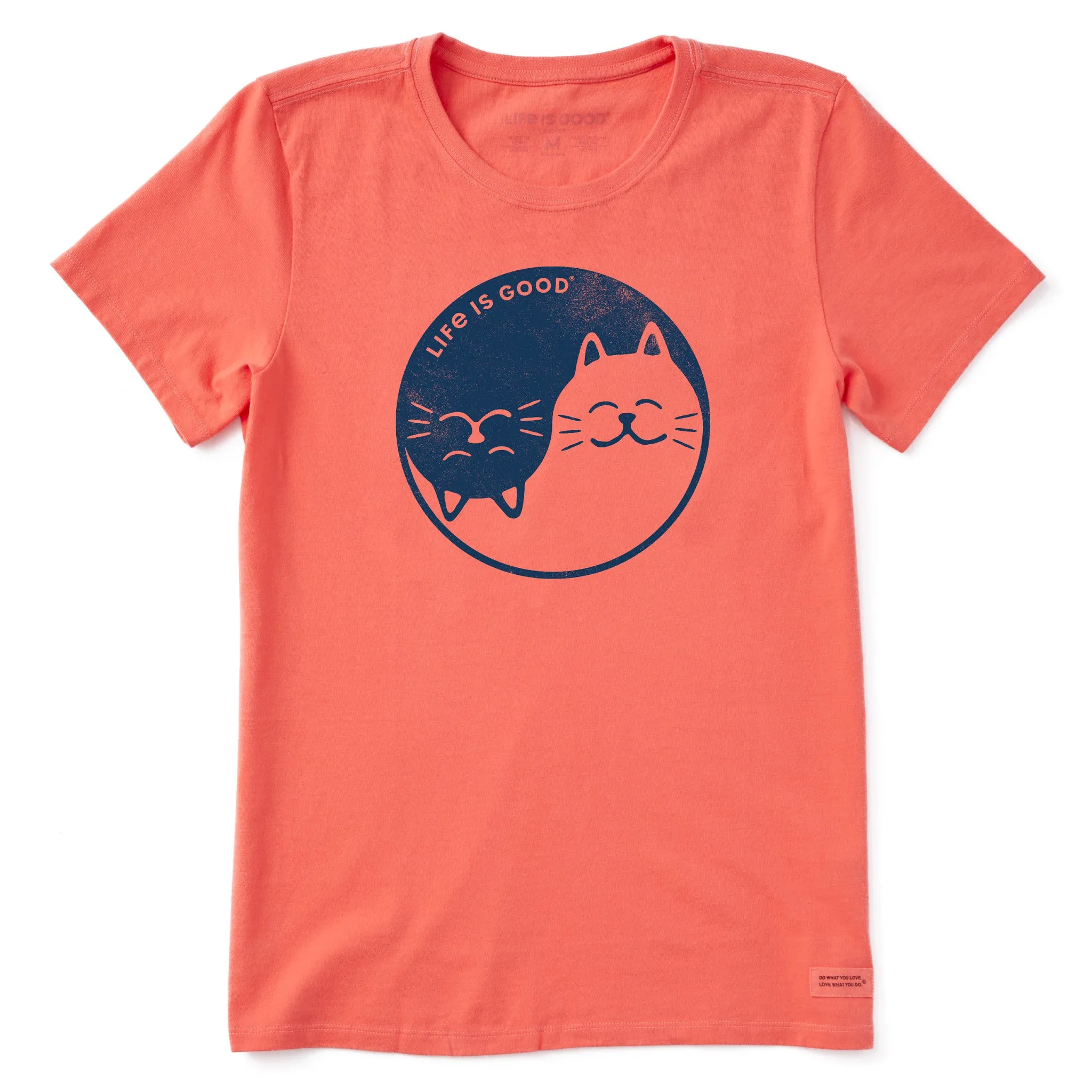 Women's Cat Yin and Yang Short Sleeve Crusher Tee Life is Good