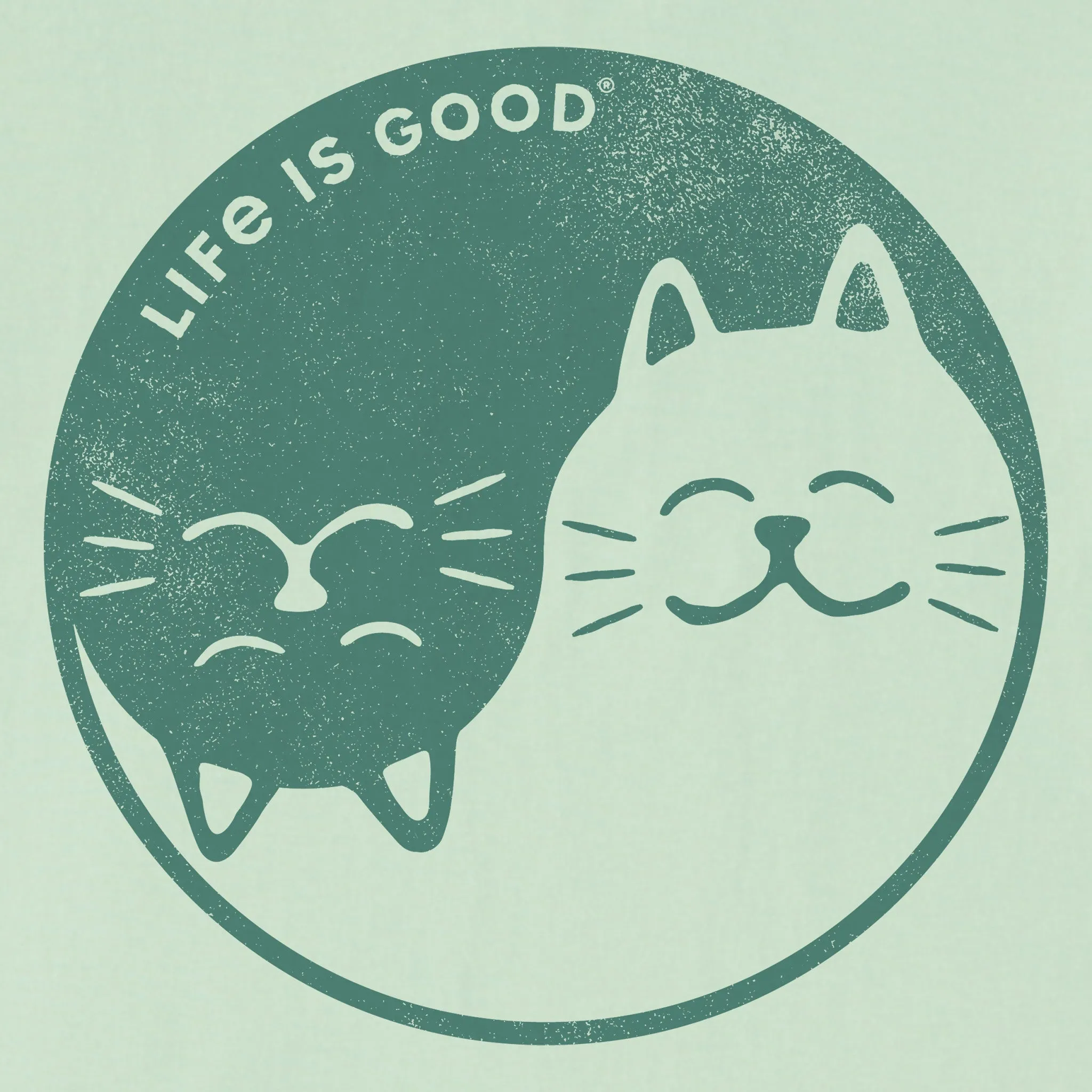 Women's Cat Yin and Yang Short Sleeve Crusher Tee Life is Good