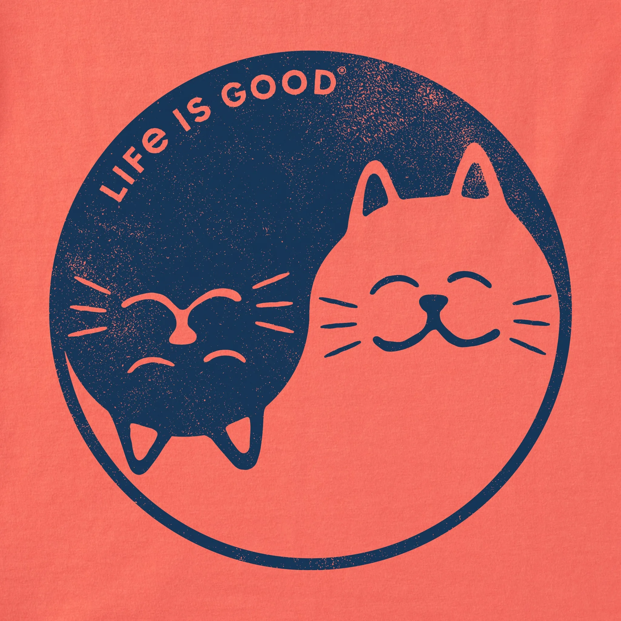 Women's Cat Yin and Yang Short Sleeve Crusher Tee Life is Good