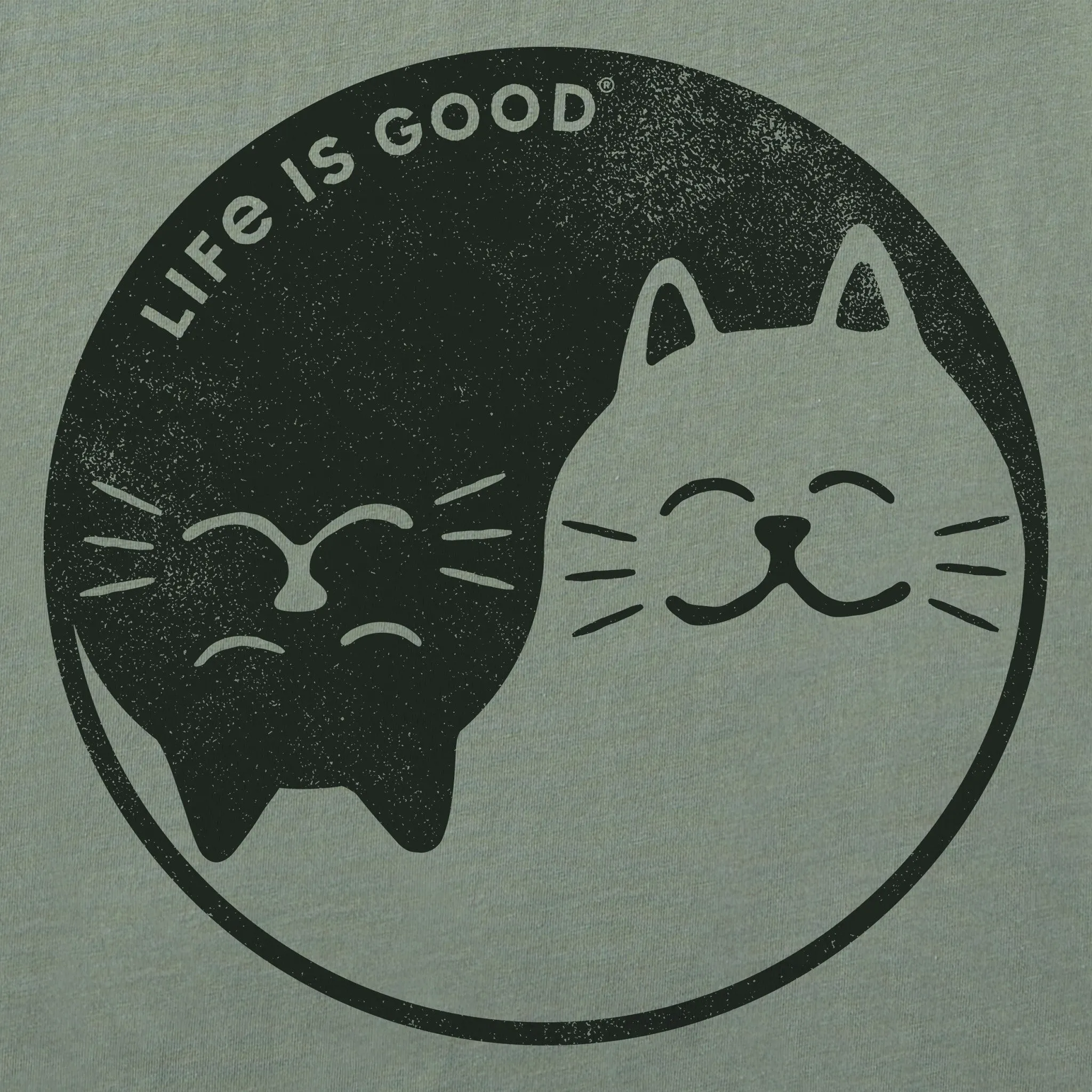 Women's Cat Yin and Yang Short Sleeve Crusher Vee Life is Good