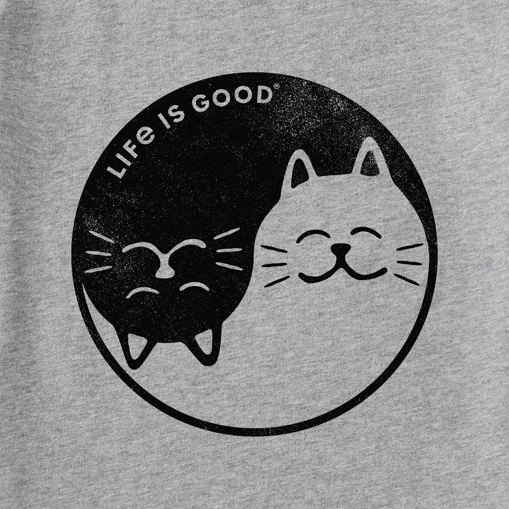 Women's Cat Yin and Yang Short Sleeve Crusher Vee Life is Good