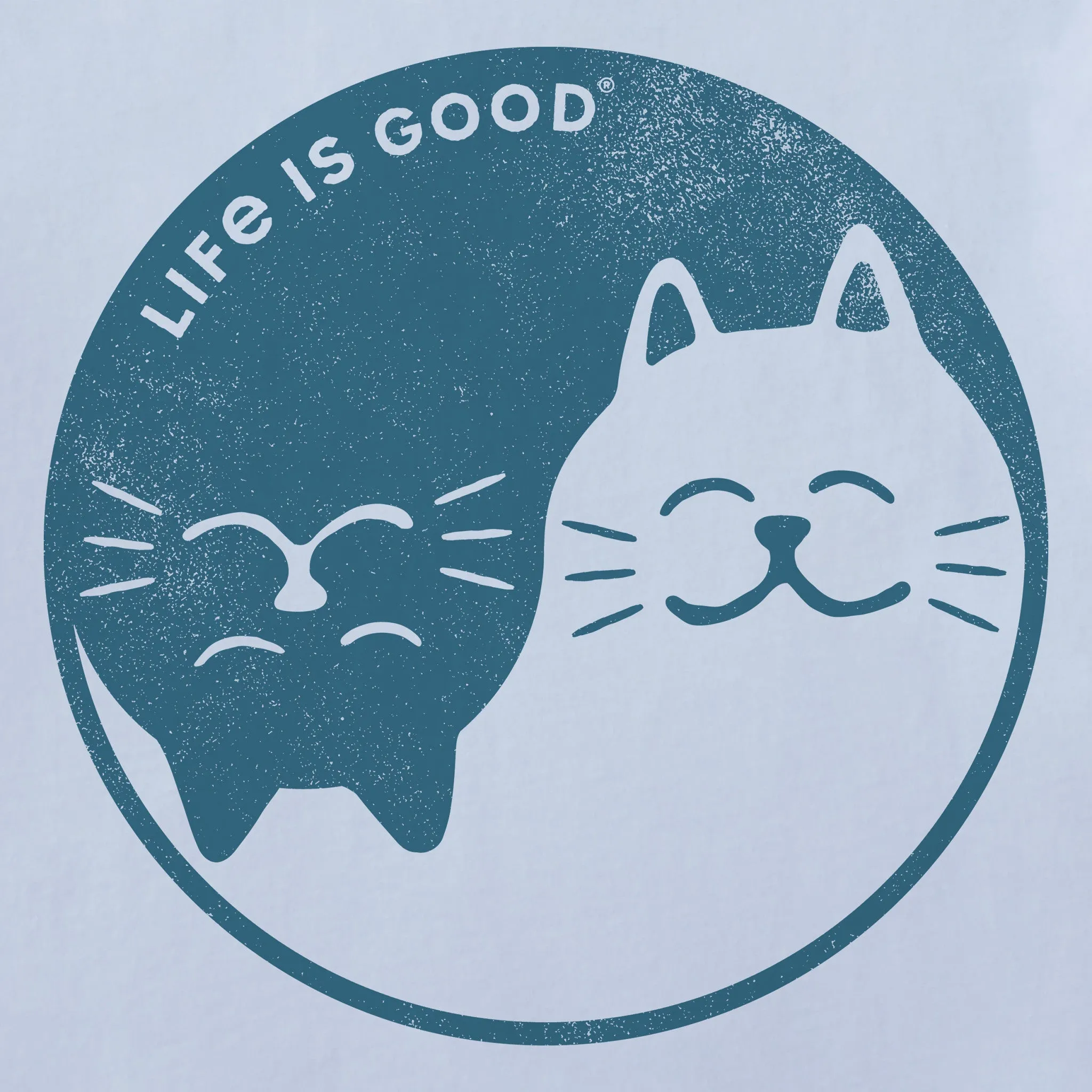 Women's Cat Yin and Yang Short Sleeve Crusher Vee Life is Good