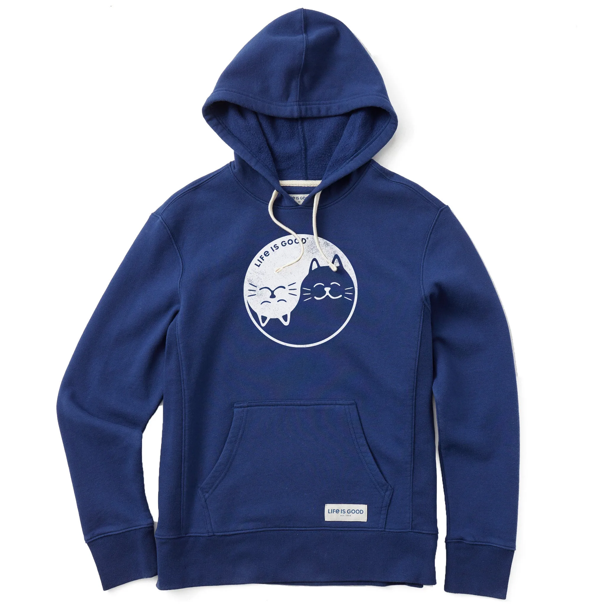 Women's Cat Yin and Yang Simply True Fleece Hoodie Life is Good
