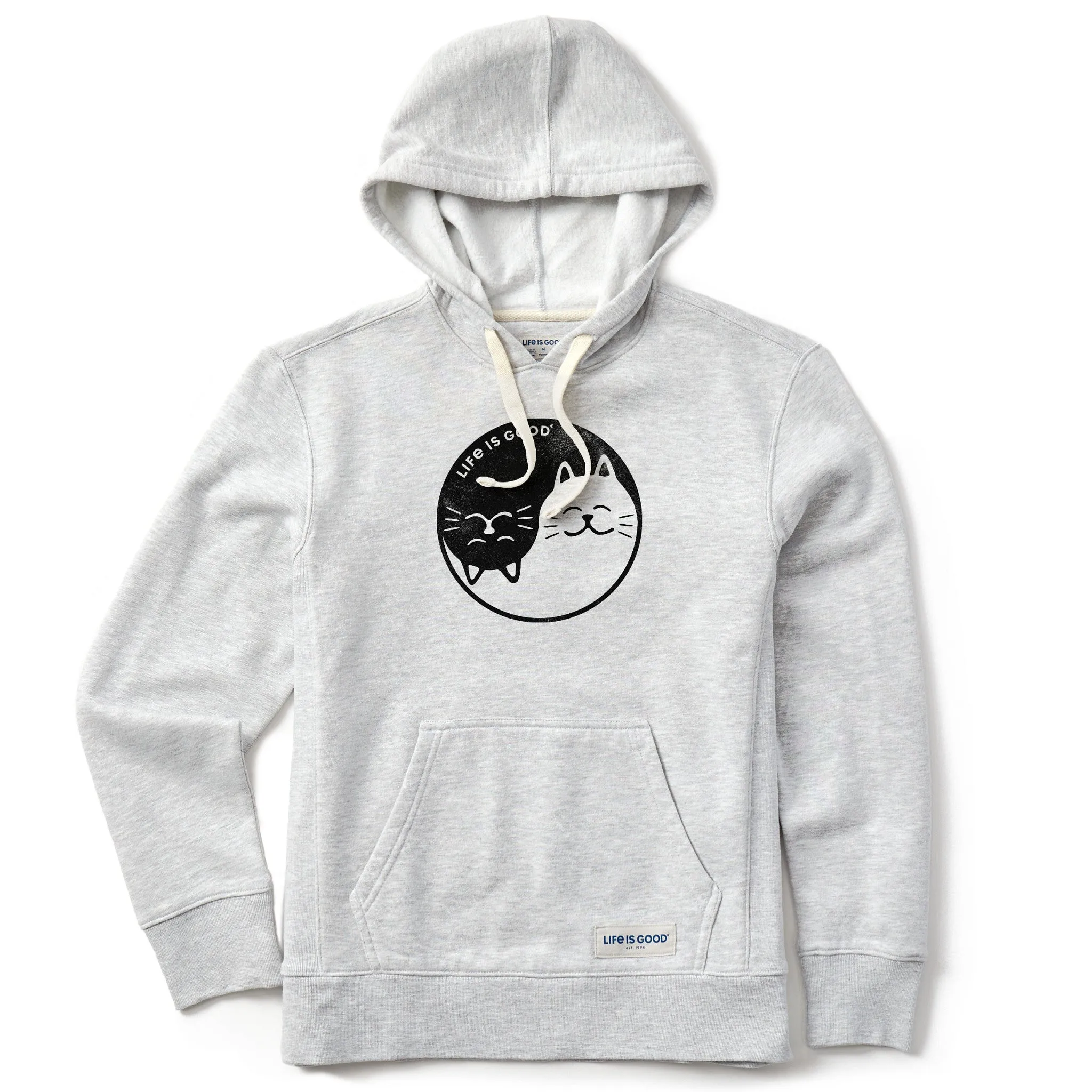Women's Cat Yin and Yang Simply True Fleece Hoodie Life is Good