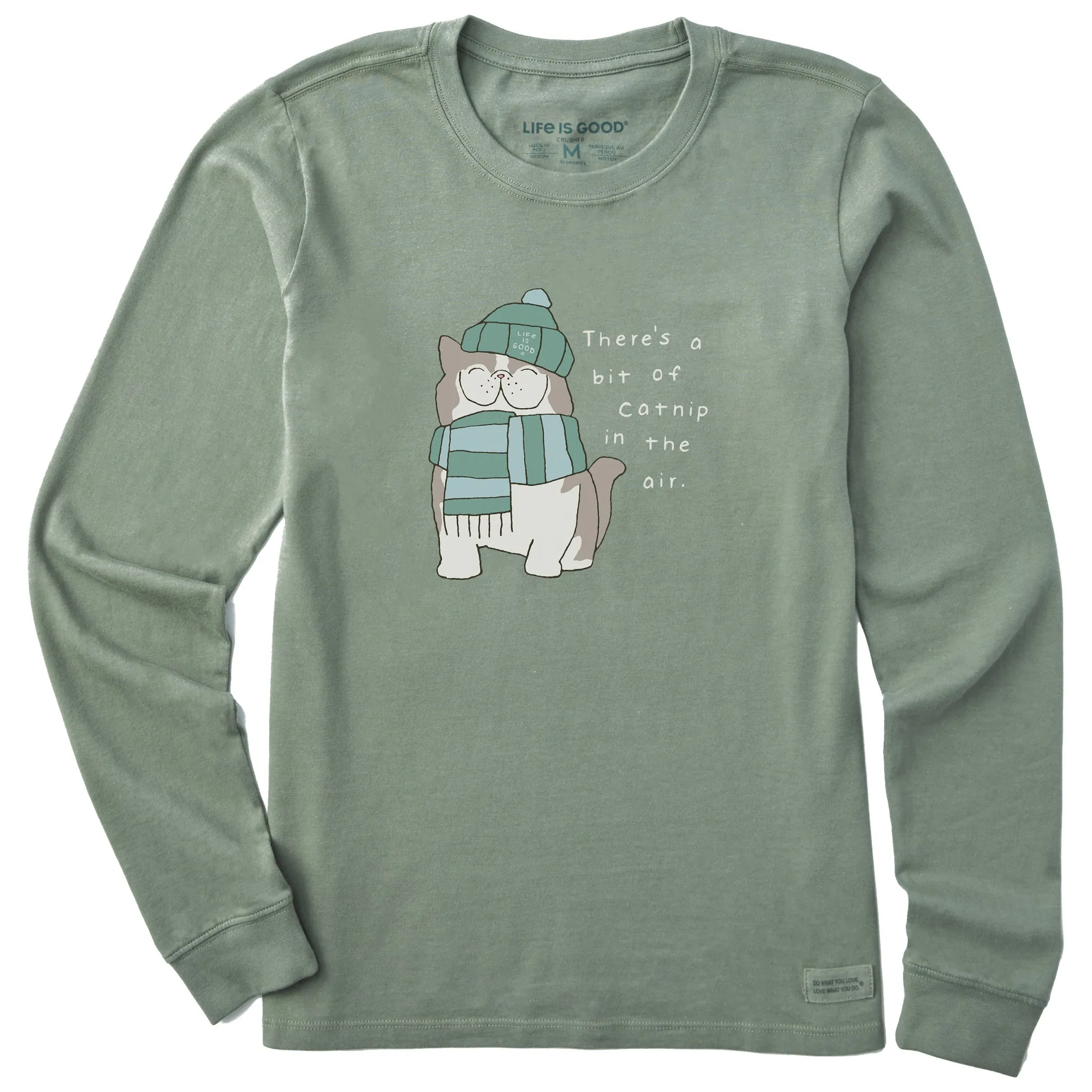 Women's Catnip in the Air Cat Long Sleeve Crusher Tee Life is Good