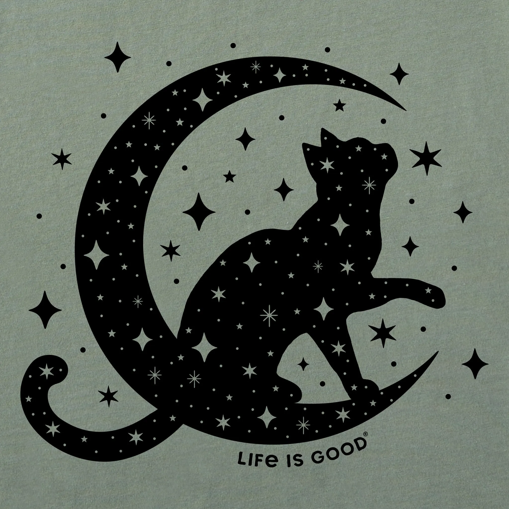 Women's Celestial Cat Short Sleeve Crusher Tee Life is Good