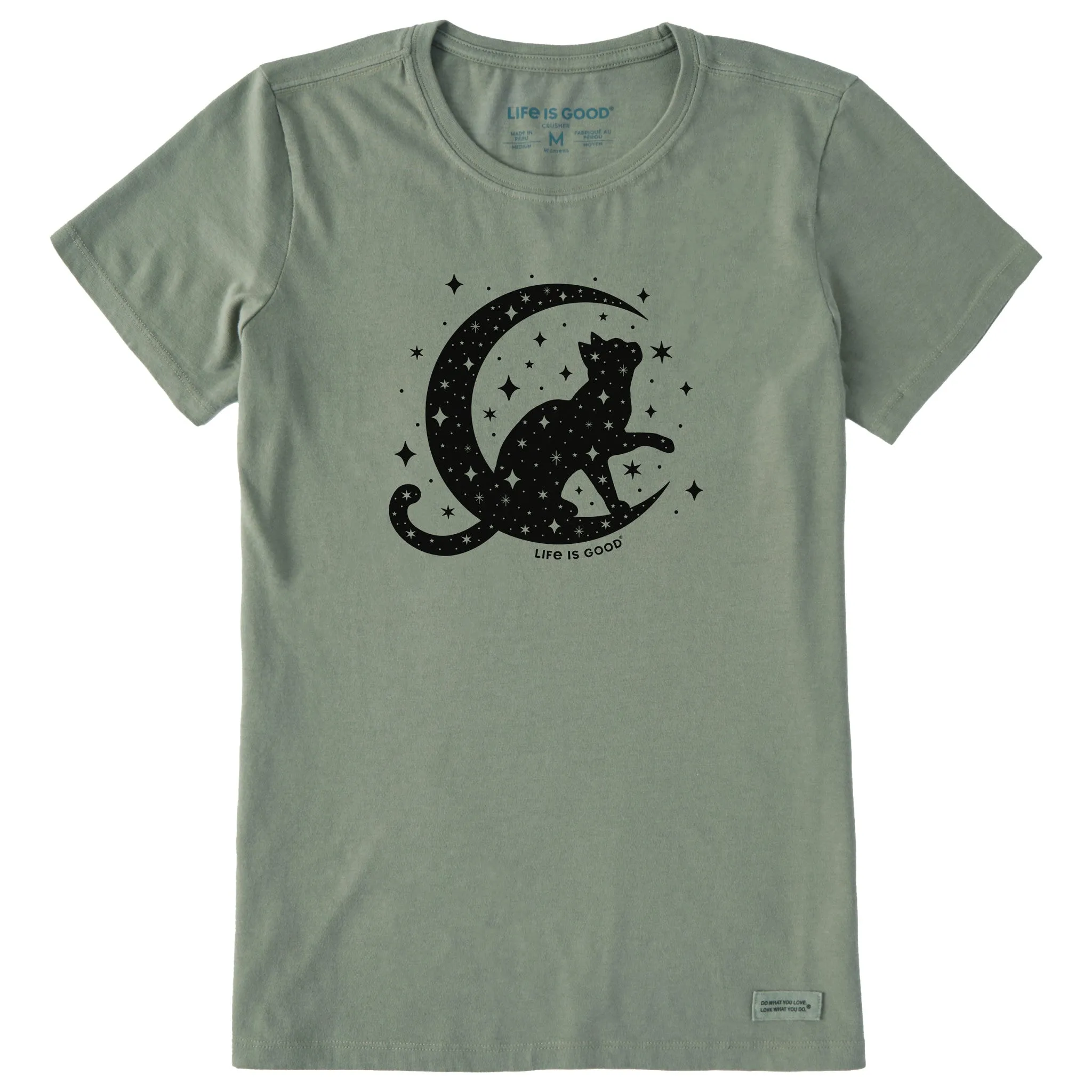 Women's Celestial Cat Short Sleeve Crusher Tee Life is Good