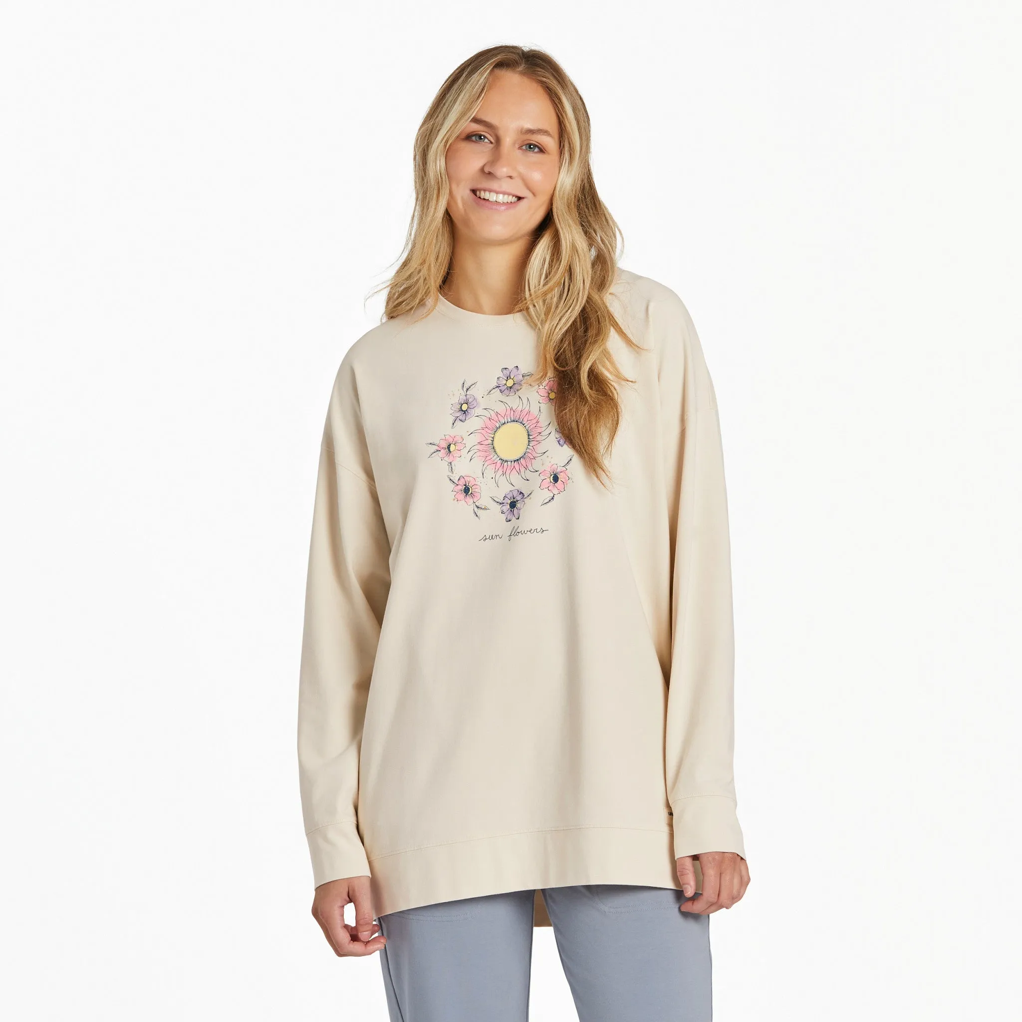 Women's Celestial Florals Crusher-FLEX Oversized Crew Life is Good