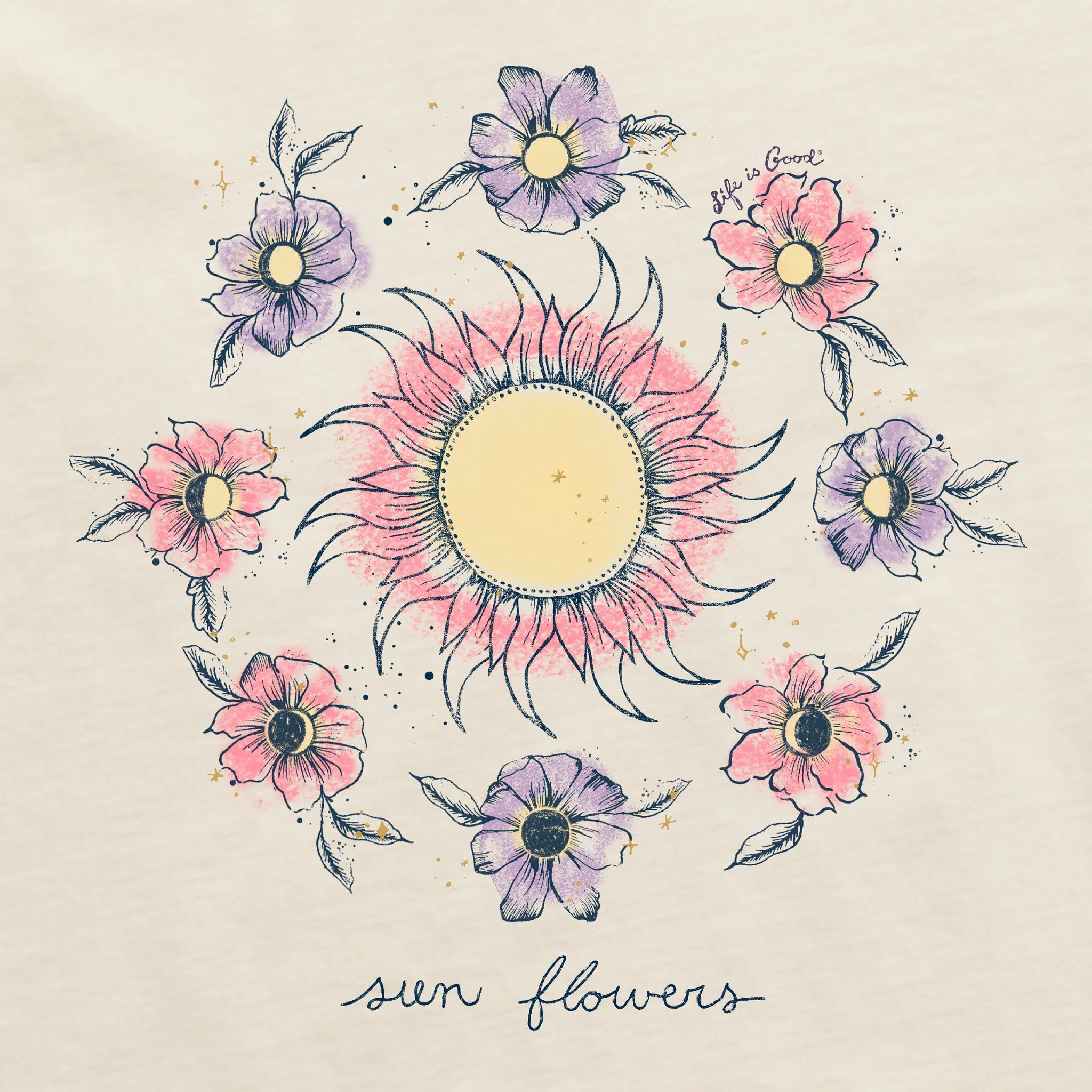 Women's Celestial Florals Crusher-FLEX Oversized Crew Life is Good