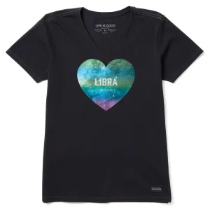 Women's Celestial Libra Heart Short Sleeve Crusher Vee Life is Good