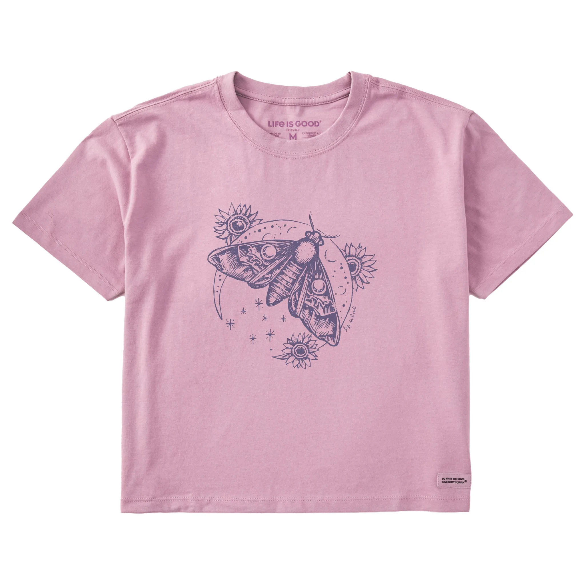 Women's Celestial Moon Moth Short Sleeve Crusher Boxy Tee Life is Good