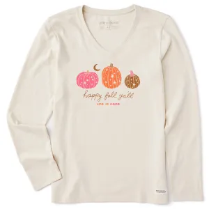 Women's Celestial Pumpkins Long Sleeve Crusher Vee Life is Good