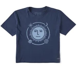 Women's Celestial Sun Face Short Sleeve Crusher Boxy Tee Life is Good