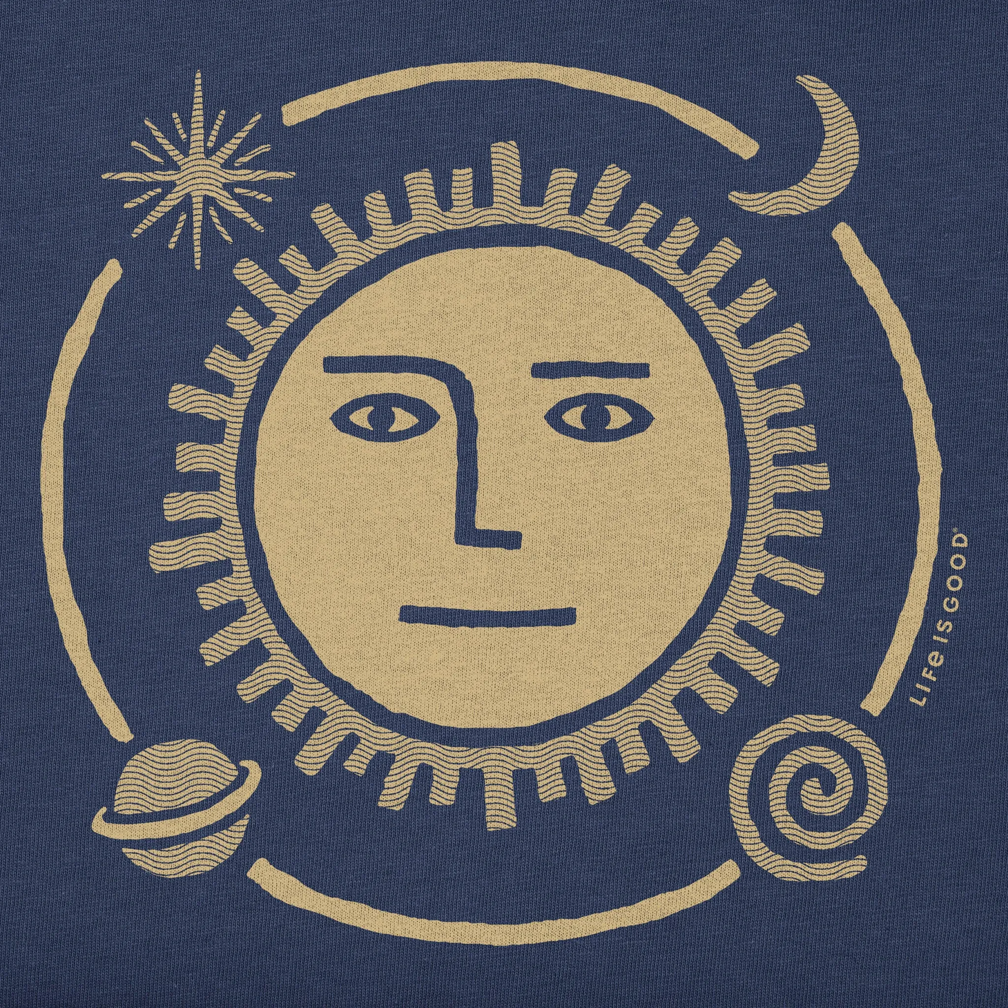Women's Celestial Sun Face Short Sleeve Crusher Tee Life is Good