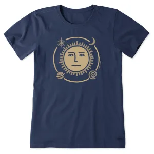 Women's Celestial Sun Face Short Sleeve Crusher Tee Life is Good