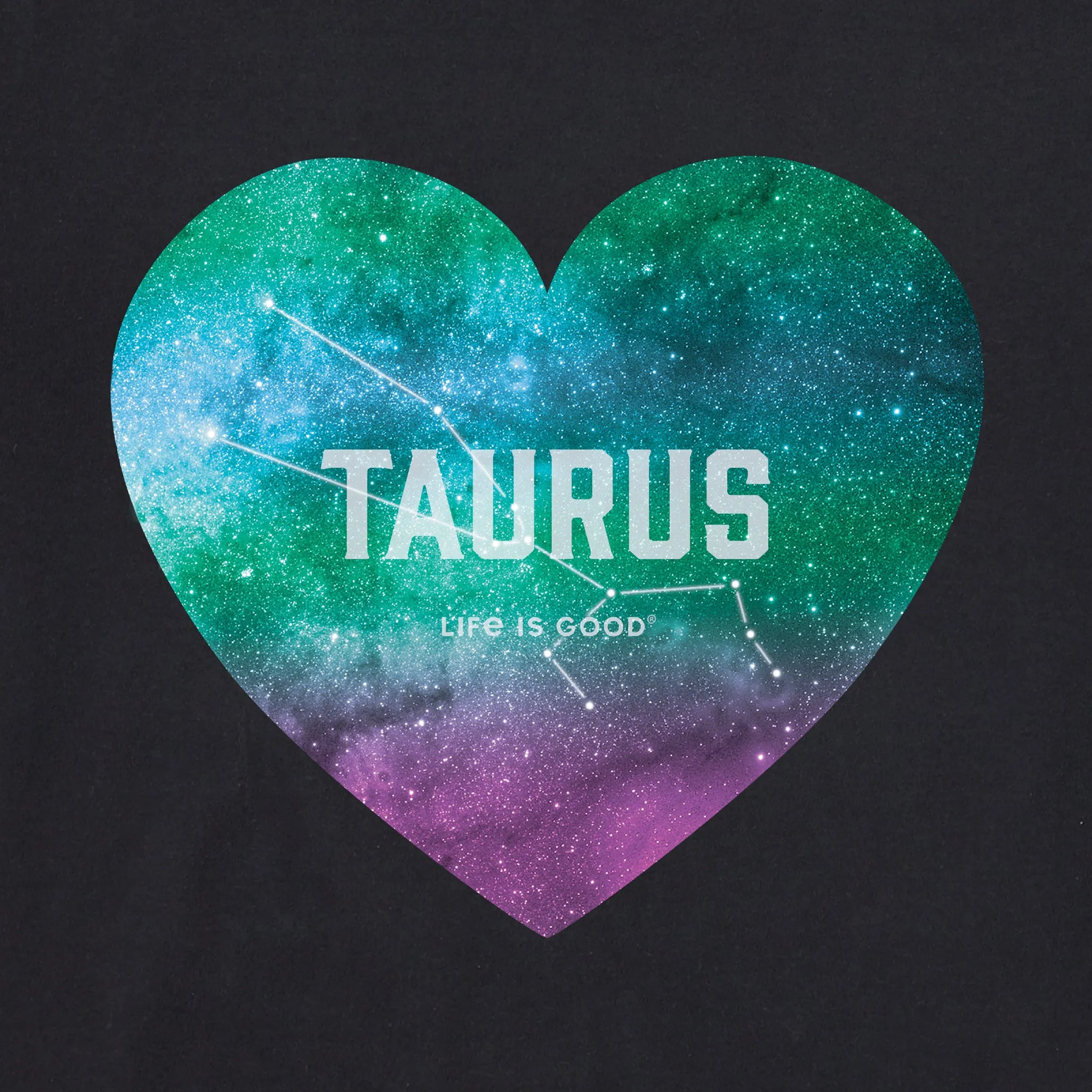 Women's Celestial Taurus Heart Short Sleeve Crusher Vee Life is Good