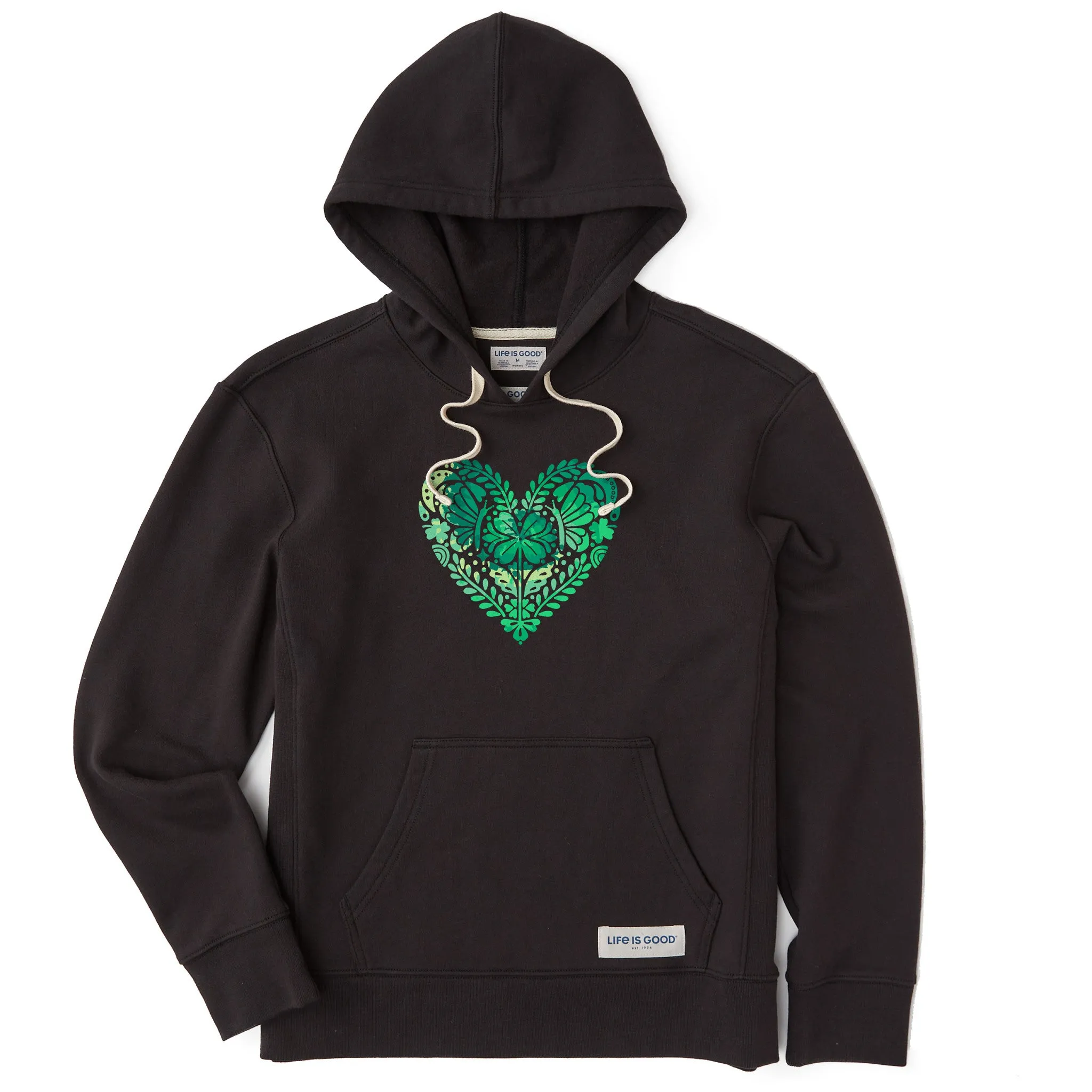 Women's Celtic Clover Heart Tie Dye Simply True Fleece Hoodie Life is Good