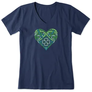 Women's Celtic Heart Short Sleeve Crusher Vee Life is Good
