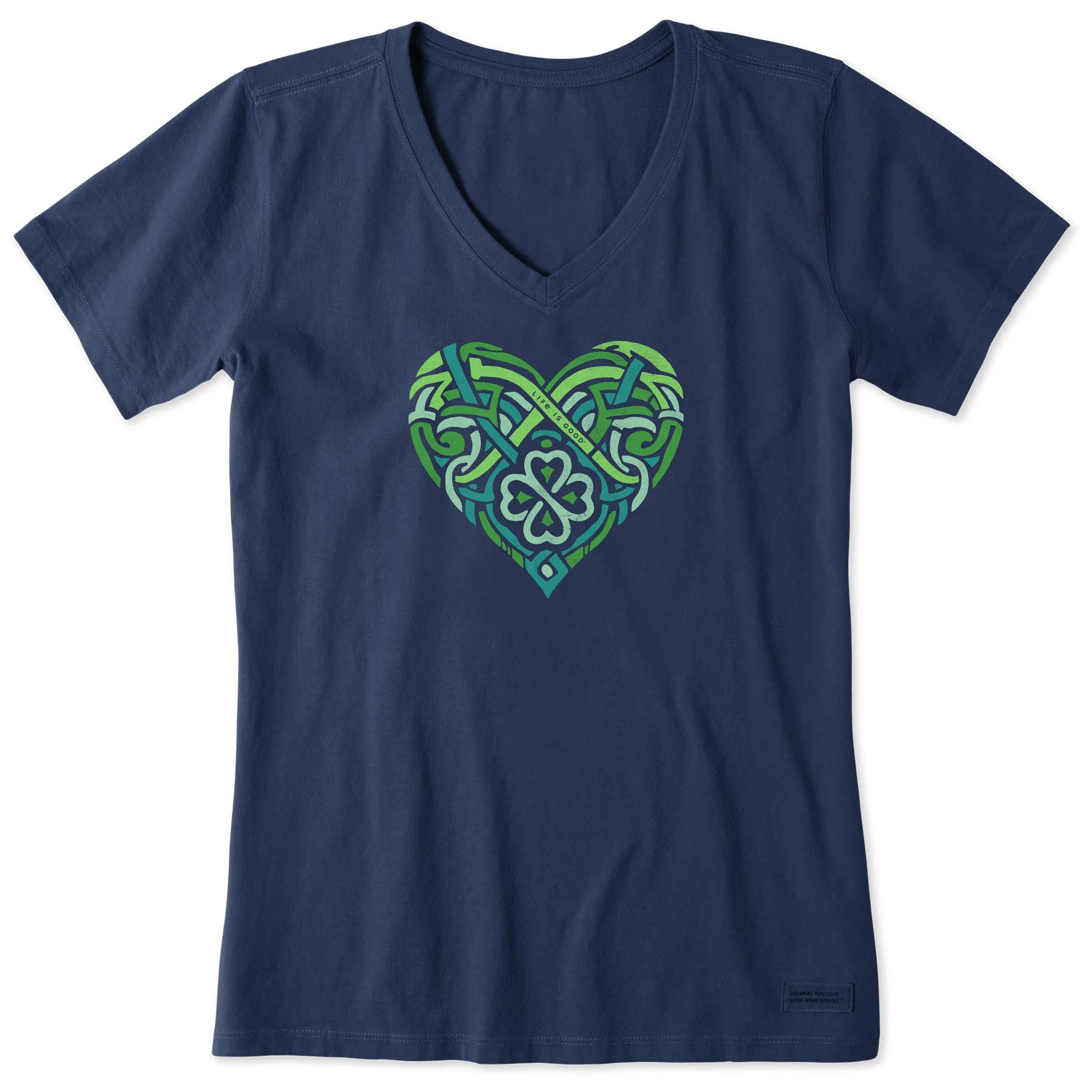 Women's Celtic Heart Short Sleeve Crusher Vee Life is Good