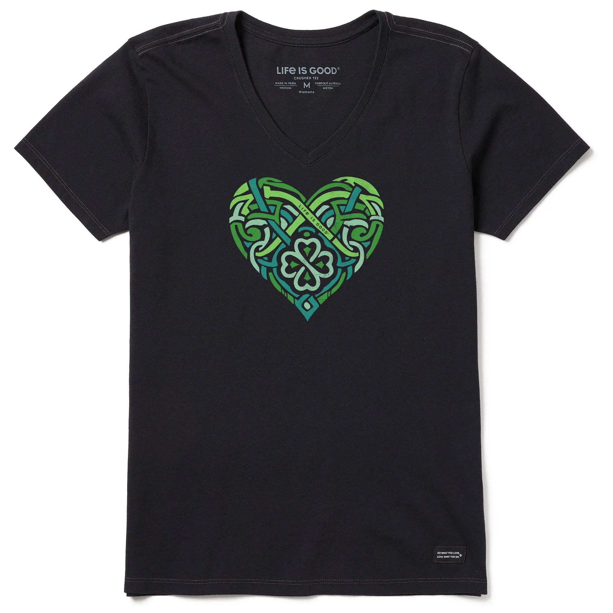 Women's Celtic Heart Short Sleeve Crusher Vee Life is Good