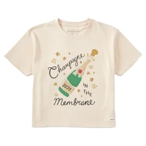 Women's Champagne in the Membrane Short Sleeve Crusher Boxy Tee Life is Good