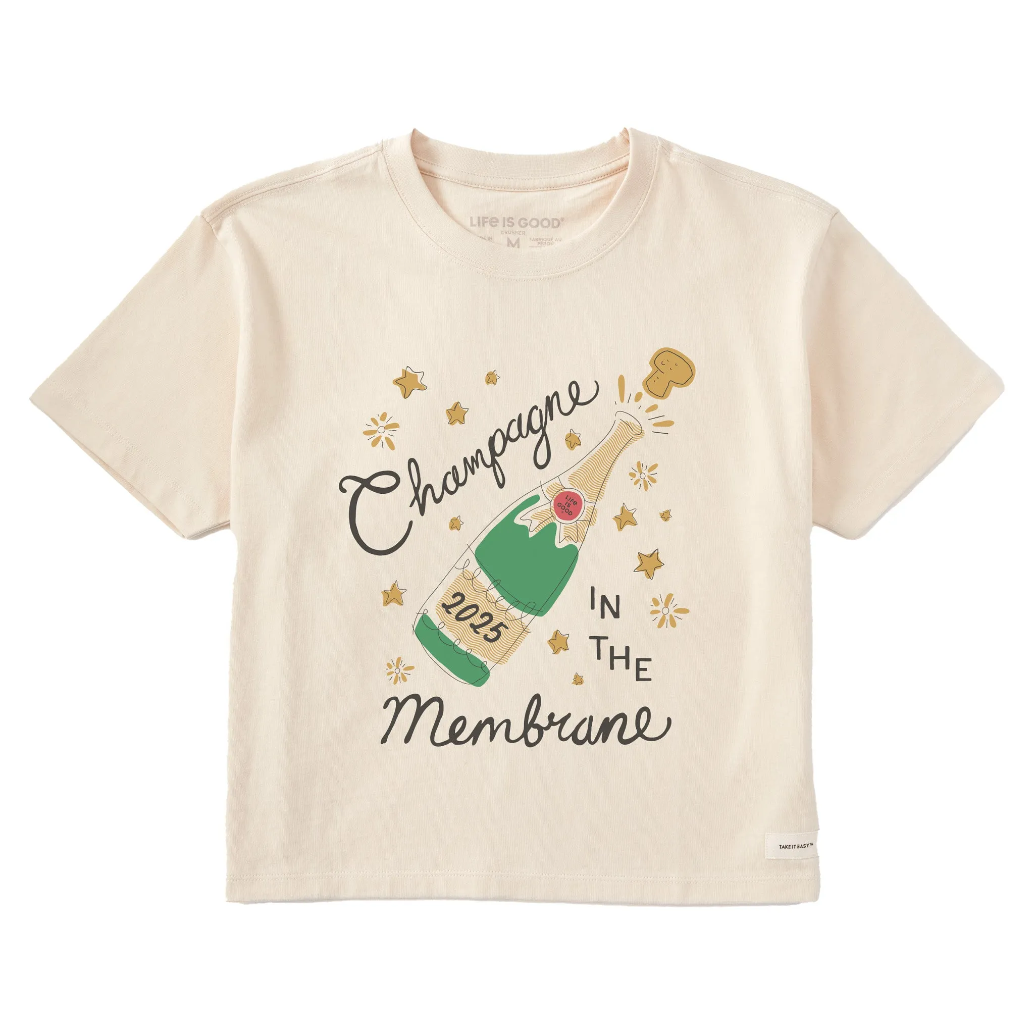 Women's Champagne in the Membrane Short Sleeve Crusher Boxy Tee Life is Good