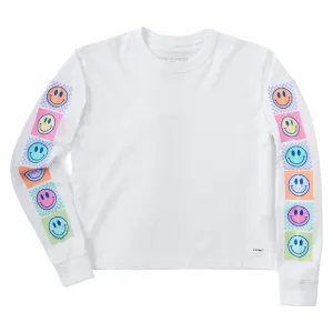 Women's Checkered Smiles Long Sleeve Crusher Boxy Tee Life is Good